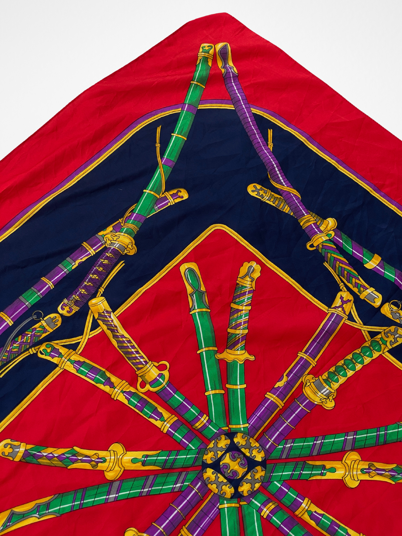 Statement Vintage JAGO Red Navy Sword Motif Square Scarf - Balagan Vintage Scarf 00s, multicolored, NEW IN, scarf, summer