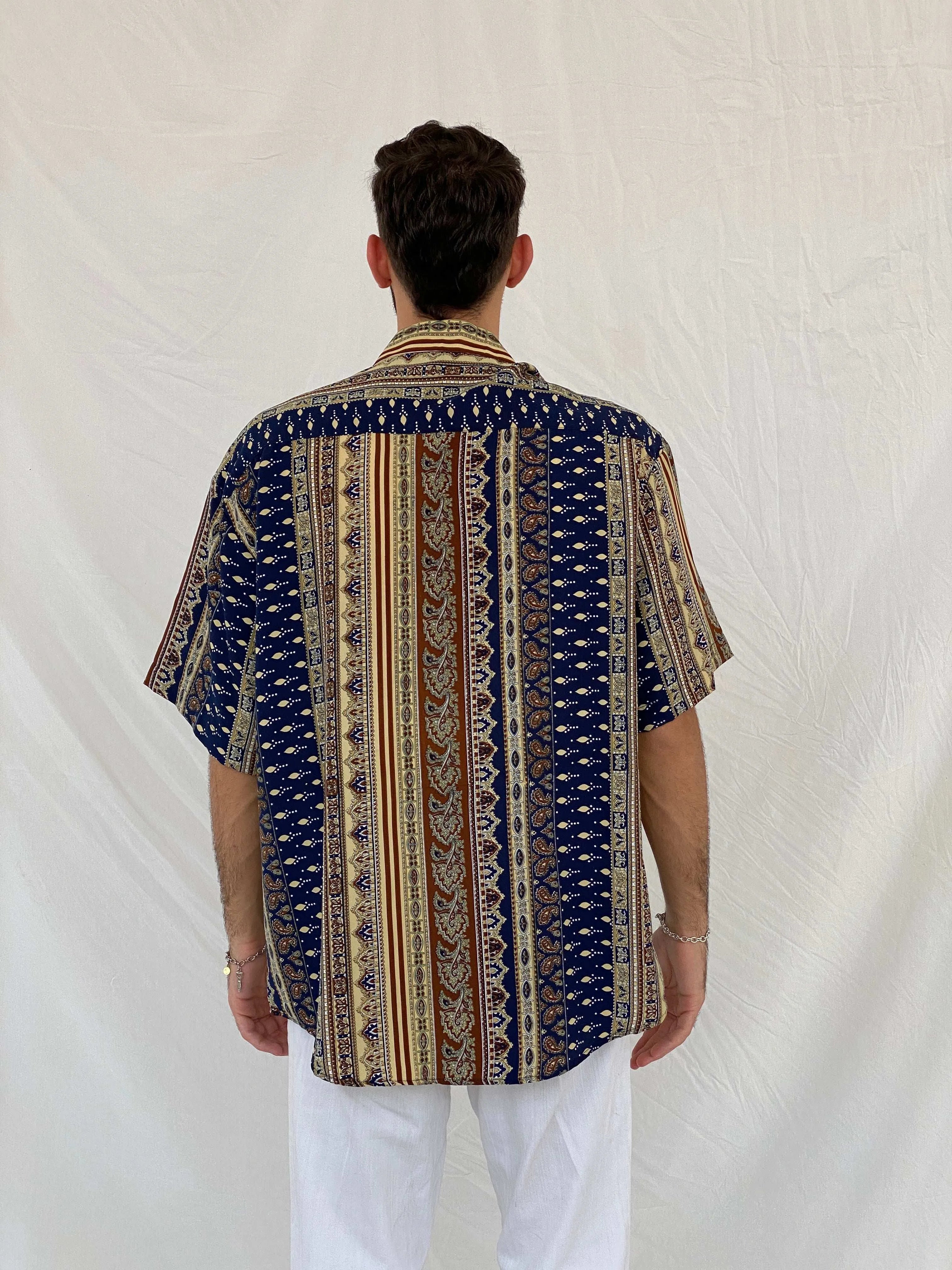 Statement Vintage Van Basten European Printed Shirt Size 2XL - Balagan Vintage Half Sleeve Shirt 80s, Awsam, half sleeve shirt, mens shirt, printed shirt