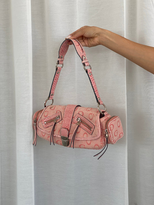 Statement Vintage Y2K Guess Pink Monogram Shoulder Bag - Balagan Vintage Shoulder Bag 00s, 90s, bag, genuine leather, guess, NEW IN, shoulder bag, Y2K