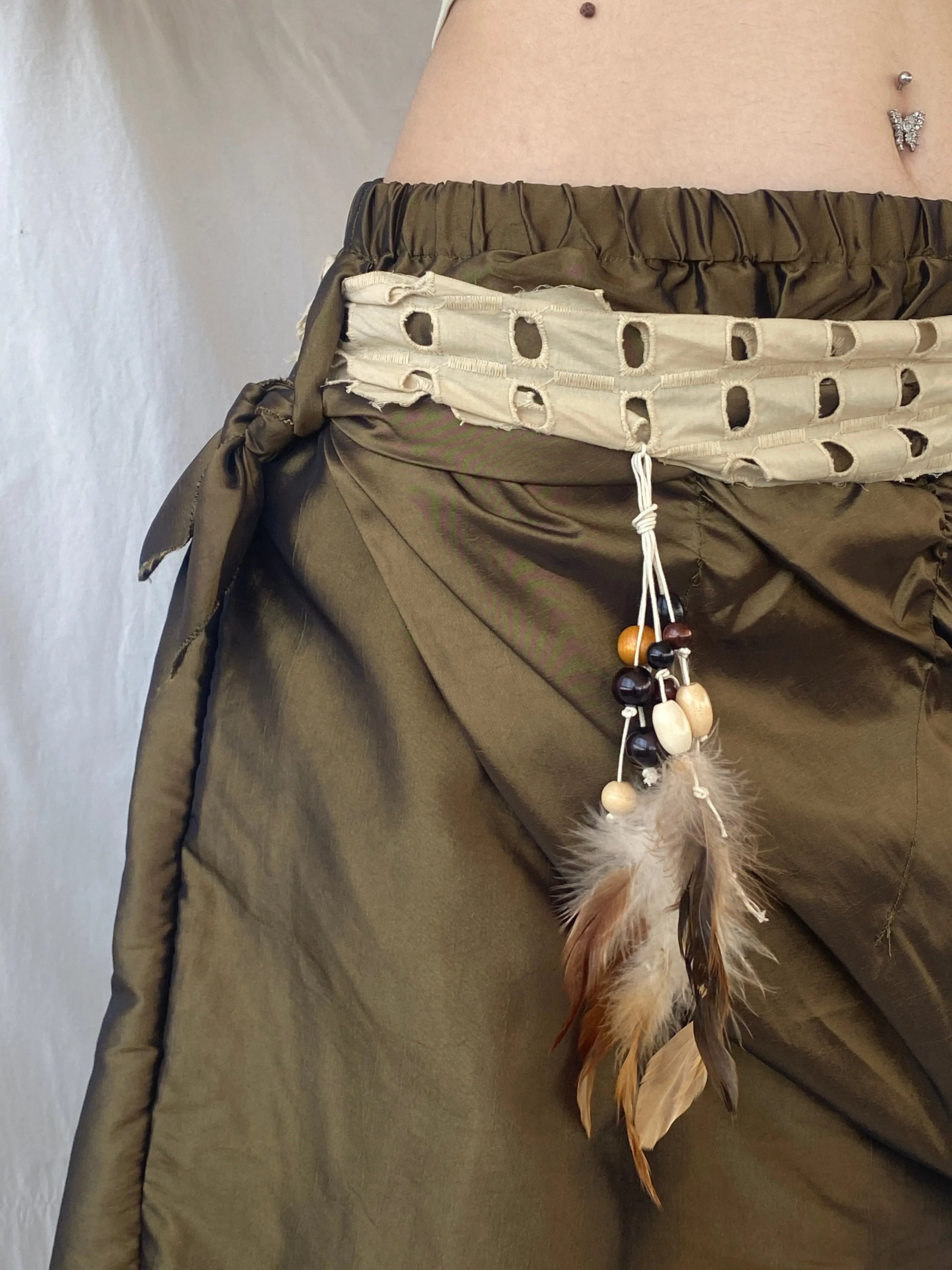 Statement Y2K Metallic Olive Green Short Women’s Skirt - L - Balagan Vintage Midi Skirt Ayah, midi skirt, summer