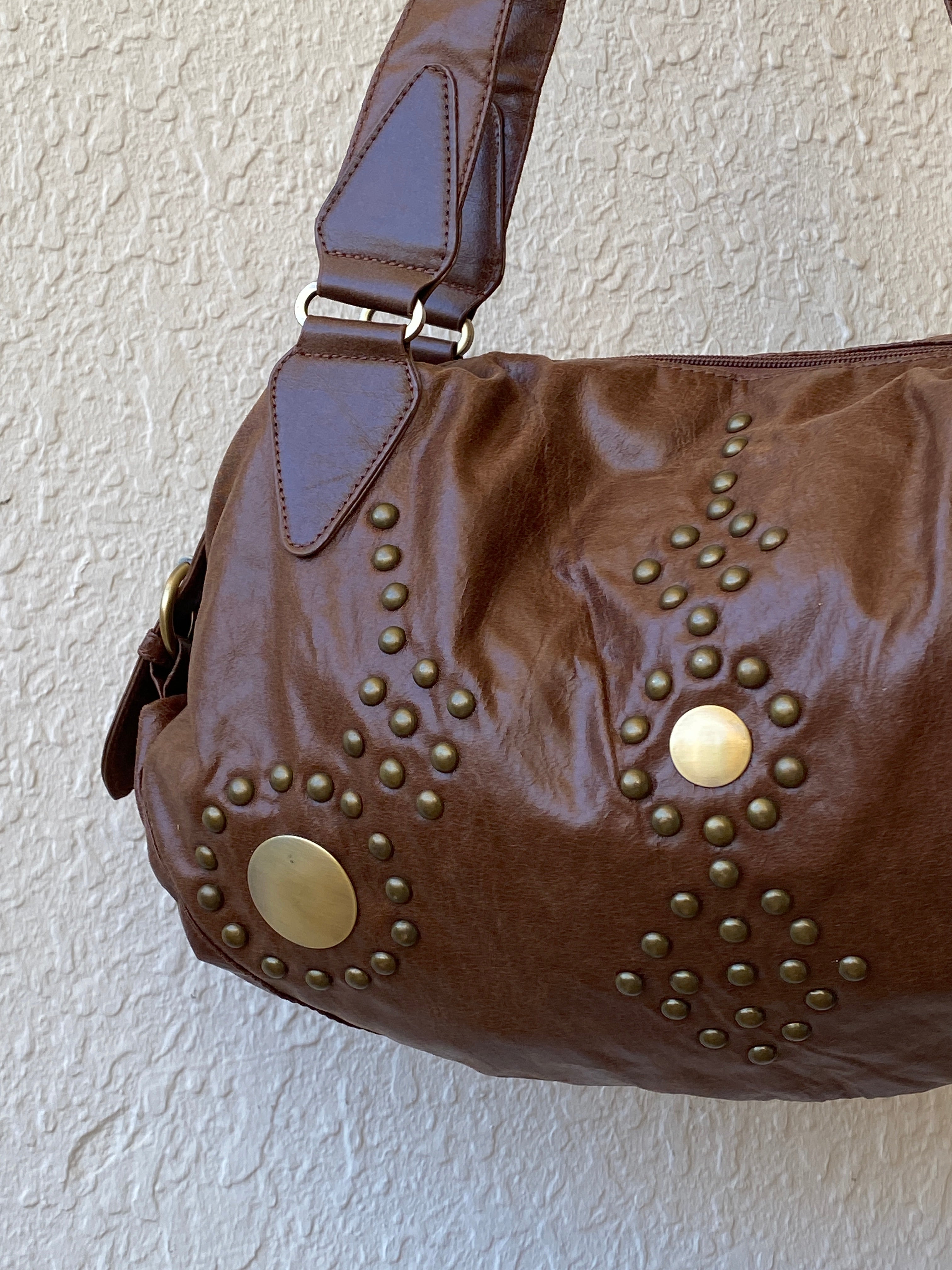 Stunning MARC PICARD Brown Purse Western Bronze Studded Shoulder Bag - Balagan Vintage Shoulder Bag 00s, 90s, bag, cowboy, NEW IN, shoulder bag, Y2K