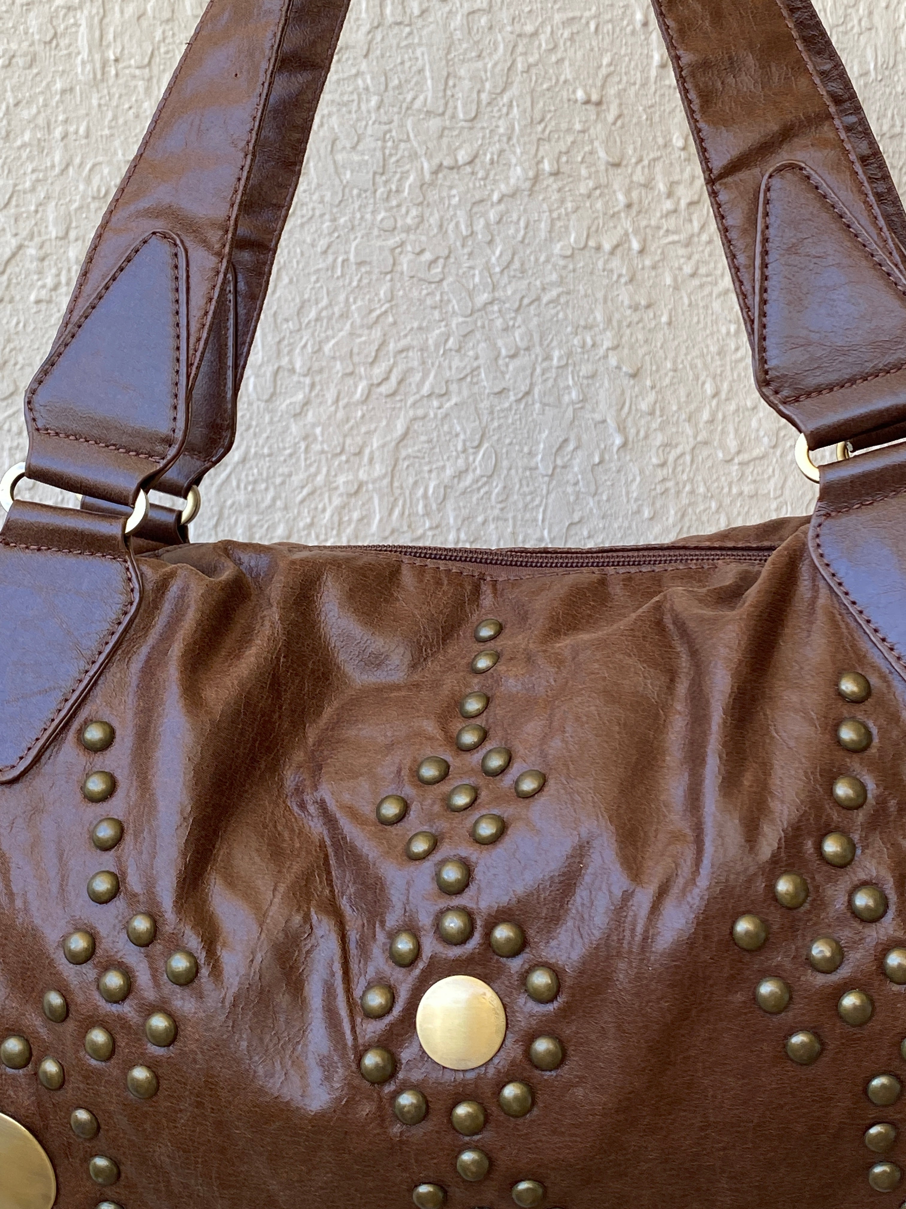 Stunning MARC PICARD Brown Purse Western Bronze Studded Shoulder Bag - Balagan Vintage Shoulder Bag 00s, 90s, bag, cowboy, NEW IN, shoulder bag, Y2K