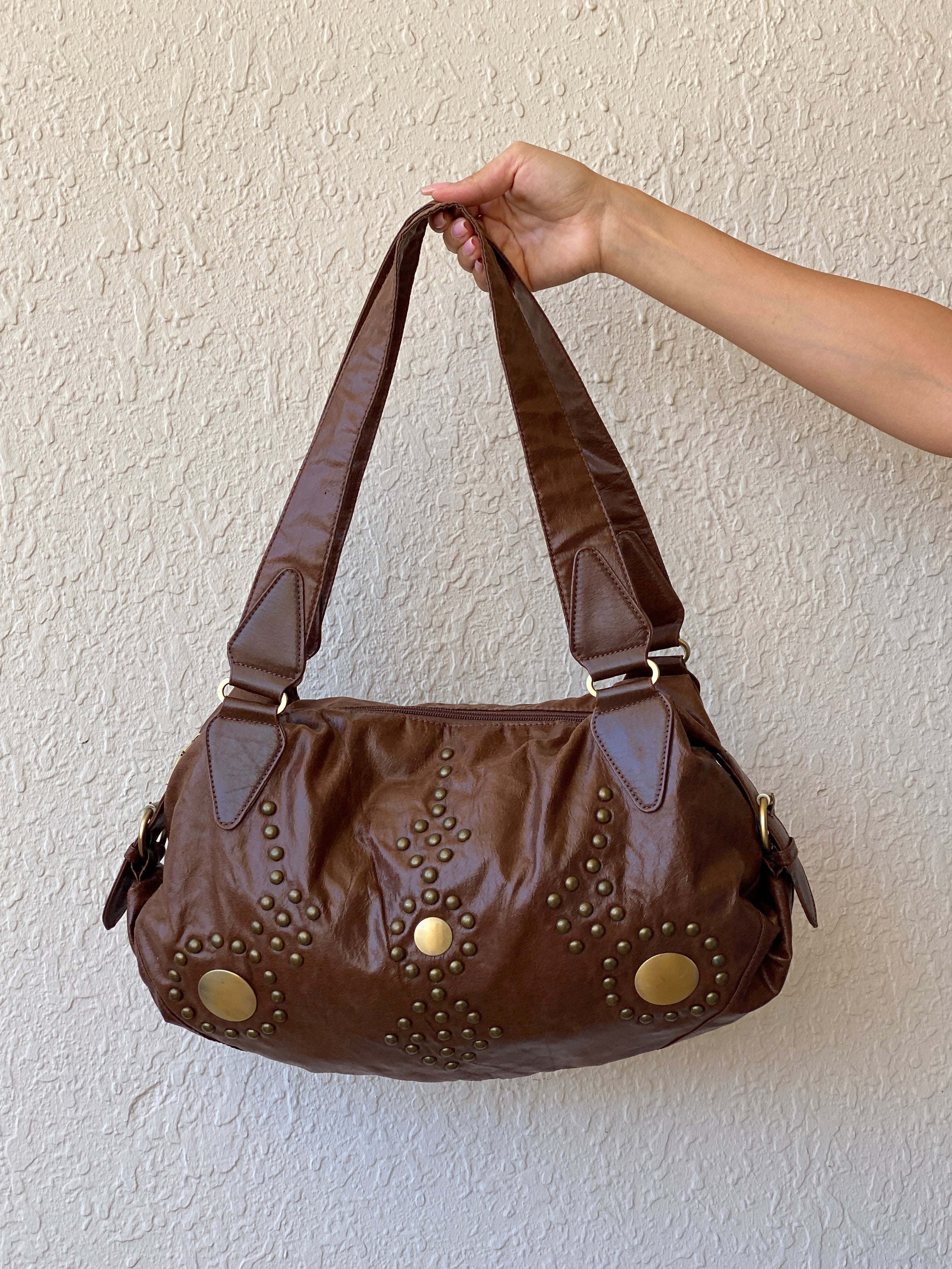 Stunning MARC PICARD Brown Purse Western Bronze Studded Shoulder Bag - Balagan Vintage Shoulder Bag 00s, 90s, bag, cowboy, NEW IN, shoulder bag, Y2K
