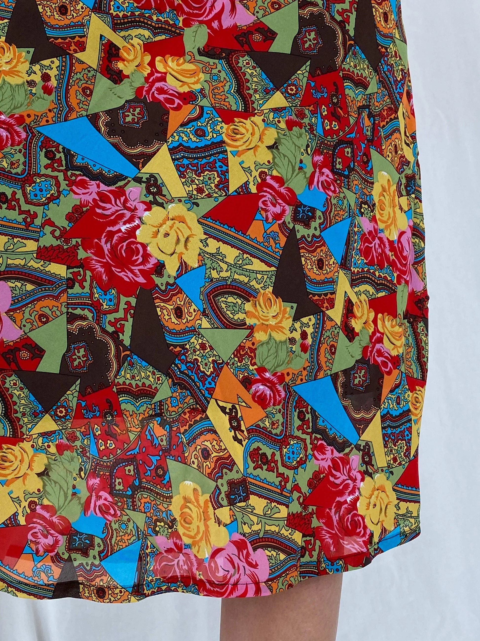 Stunning Vintage 90s Outfit Colorful Floral Midi Skirt Size L - Balagan Vintage Midi Skirt 90s, Deals, floral, floral skirt, Juana, midi skirt, women skirt