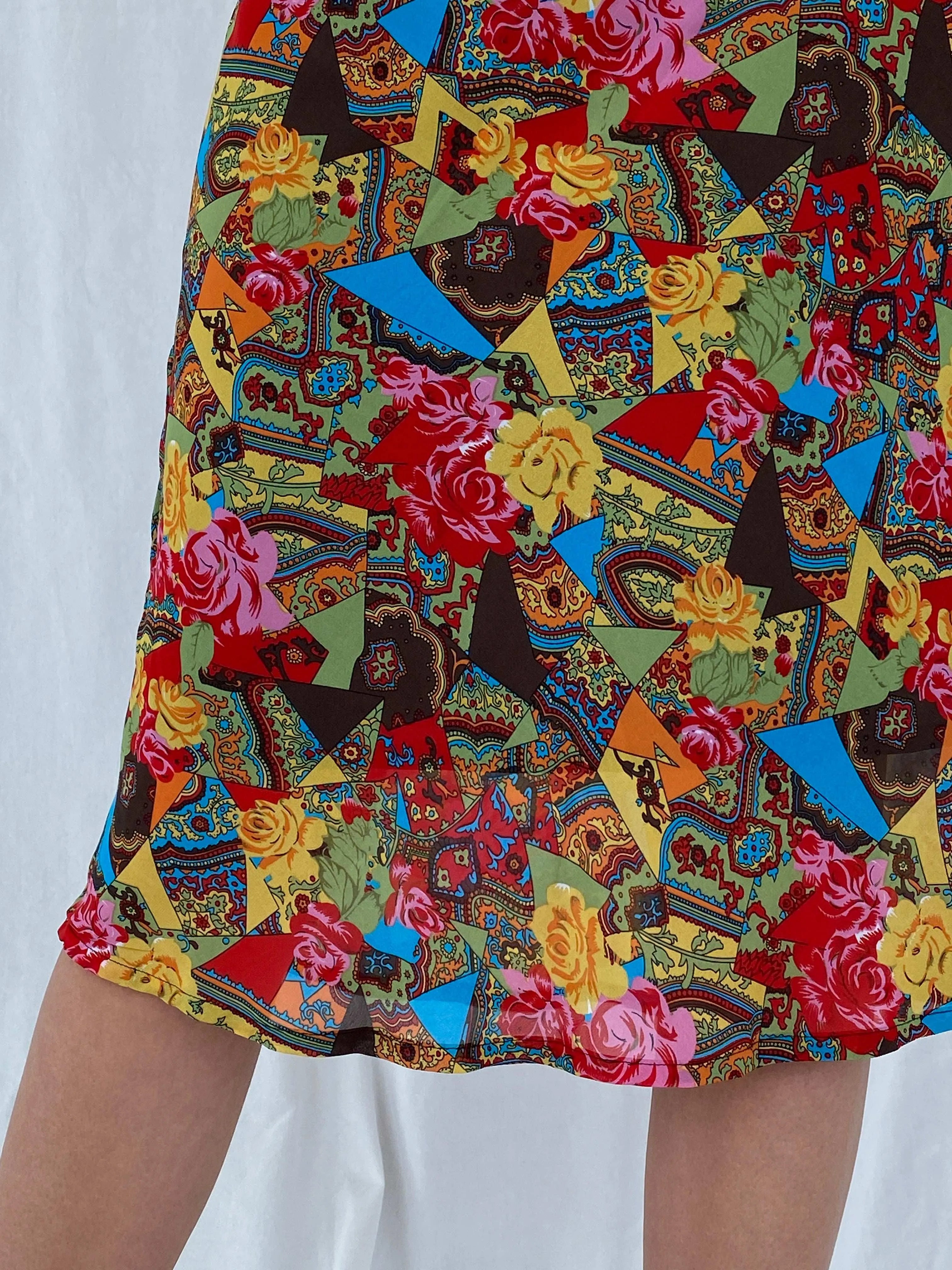 Stunning Vintage 90s Outfit Colorful Floral Midi Skirt Size L - Balagan Vintage Midi Skirt 90s, floral, floral skirt, Juana, midi skirt, women skirt