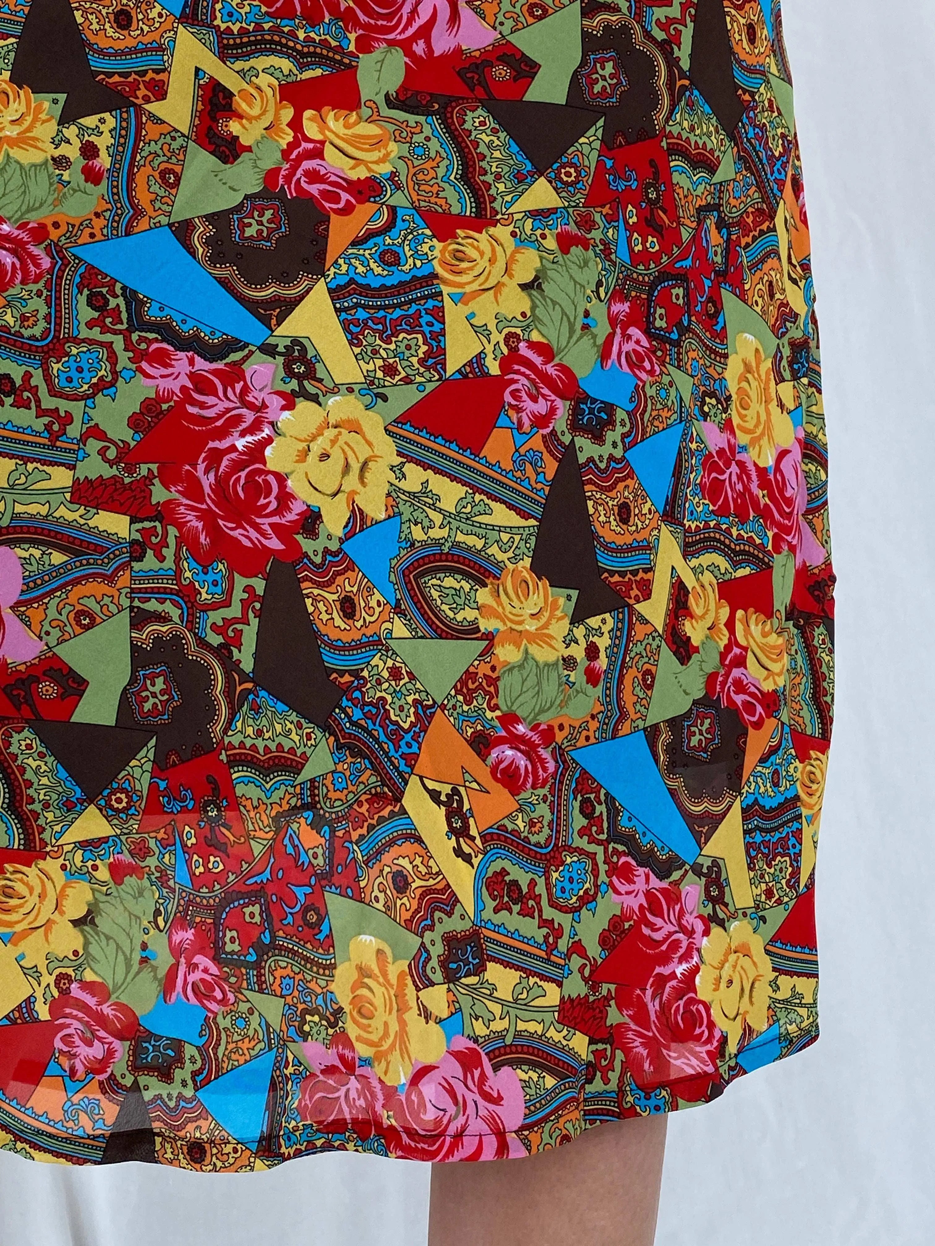 Stunning Vintage 90s Outfit Colorful Floral Midi Skirt Size L - Balagan Vintage Midi Skirt 90s, floral, floral skirt, Juana, midi skirt, women skirt