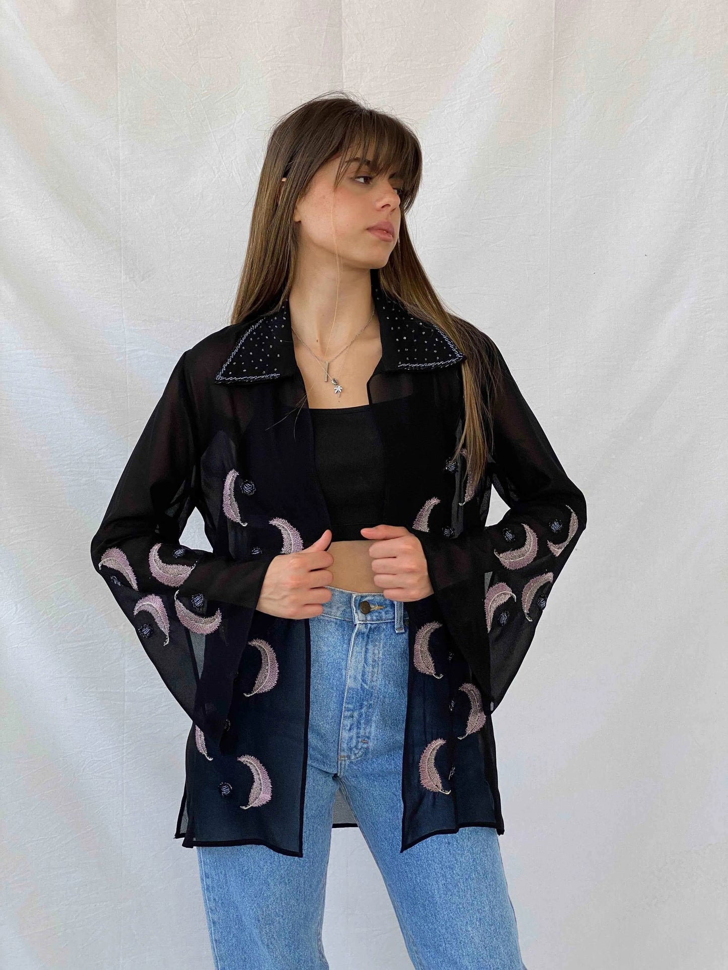 The Most Gorgeous Vintage Beaded Sheer Cardigan - Balagan Vintage Cardigan beaded, cardigan, Mira, sheer