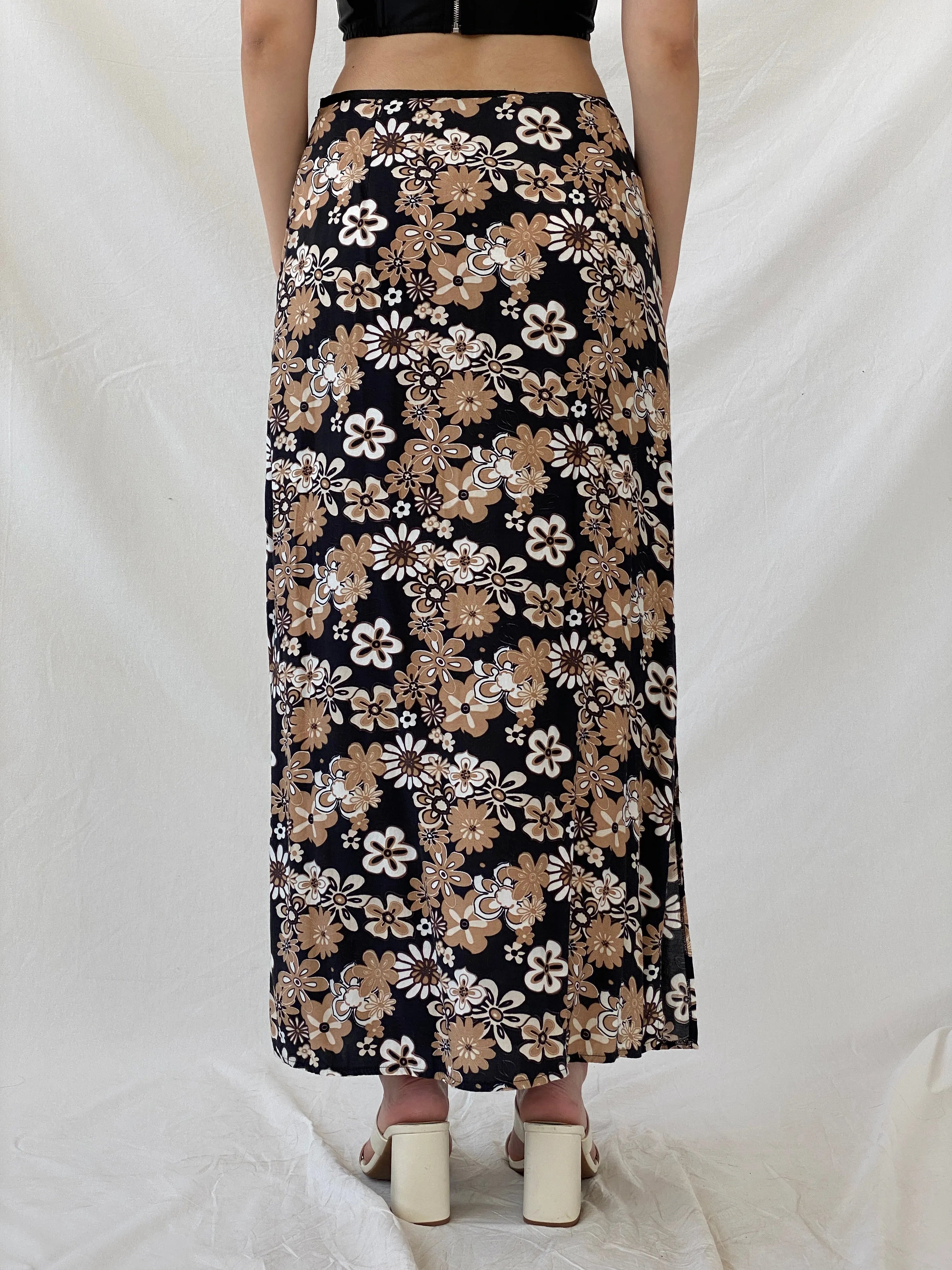 Tom Tailor Black Floral Maxi Skirt - L - Balagan Vintage Maxi Skirt Ayah, floral, floral print, floral skirt, maxi skirt, skirt