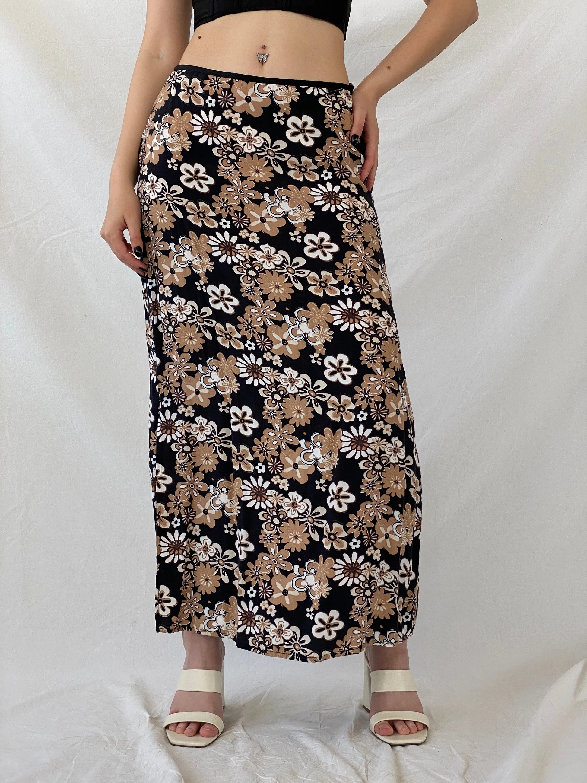 Tom Tailor Black Floral Maxi Skirt - L - Balagan Vintage Maxi Skirt Ayah, floral, floral print, floral skirt, maxi skirt, skirt