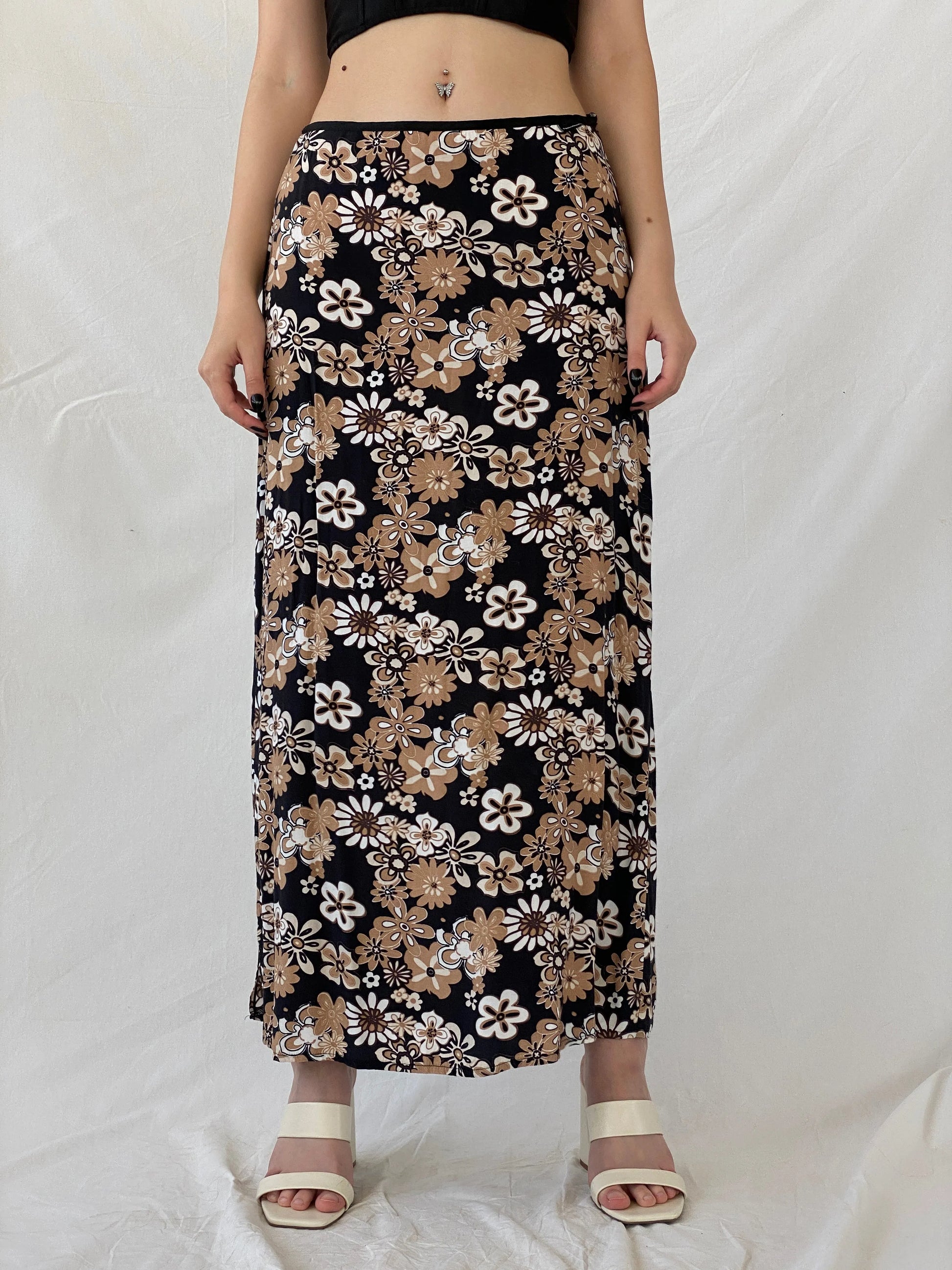 Tom Tailor Black Floral Maxi Skirt - L - Balagan Vintage Maxi Skirt Ayah, floral, floral print, floral skirt, maxi skirt, skirt