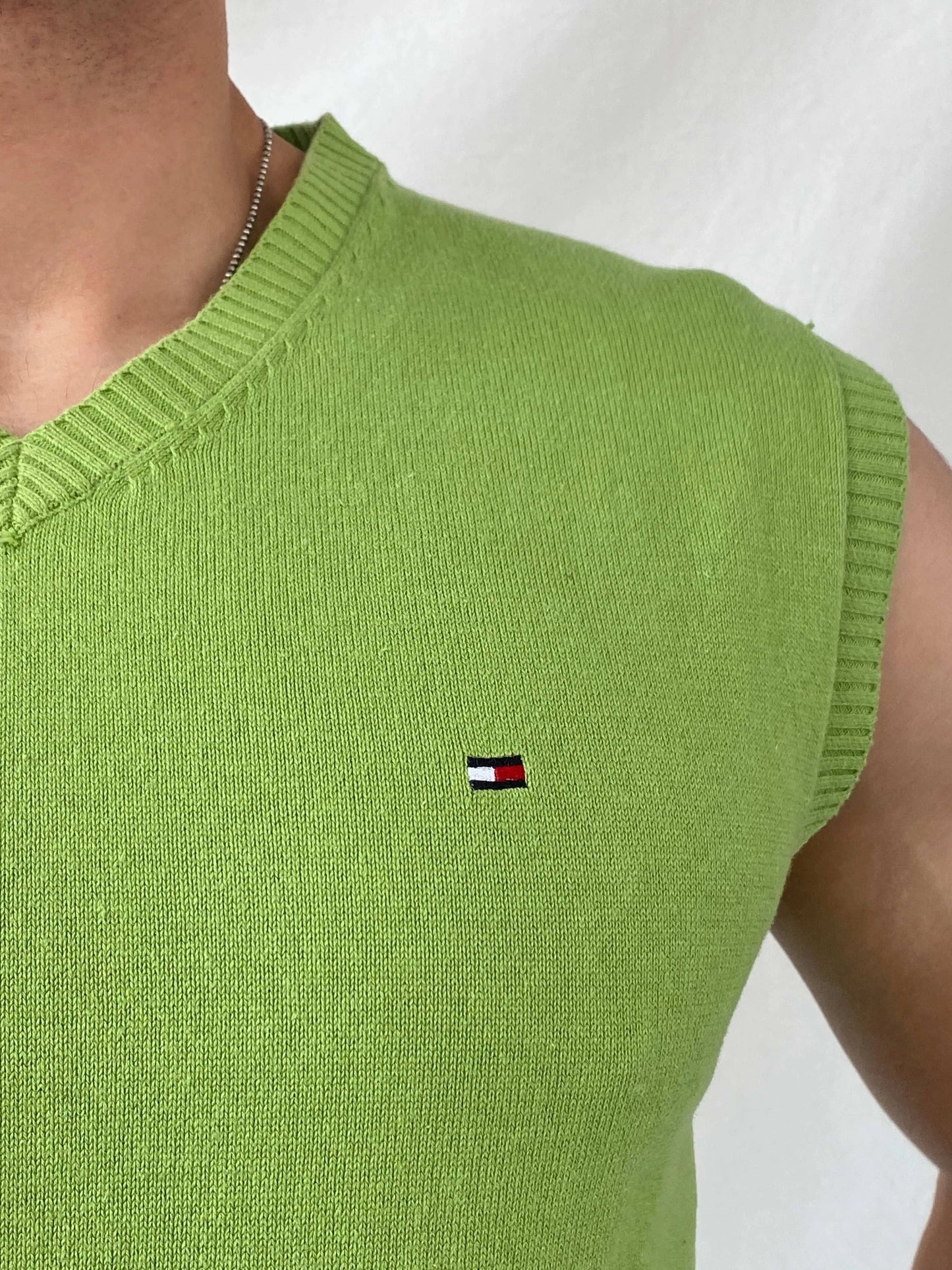 Tommy Hilfiger Green Cotton Men’s Vest - XL - Balagan Vintage Vest 00s, men top, mens vest, Ramez, Tommy hilfiger, Tommy jeans, vest