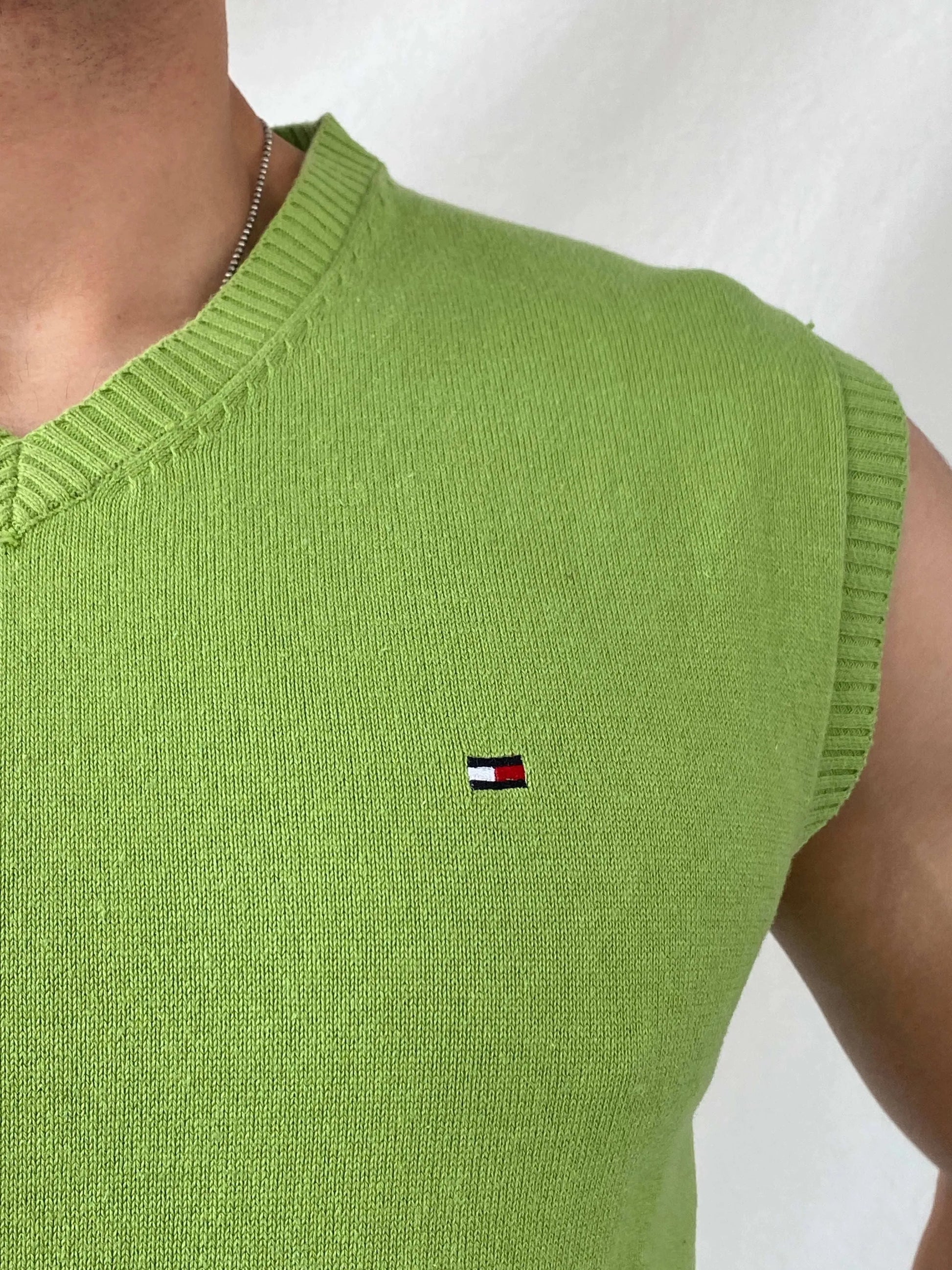 Tommy Hilfiger Green Cotton Men’s Vest - XL - Balagan Vintage Vest 00s, men top, mens vest, Ramez, Tommy hilfiger, Tommy jeans, vest