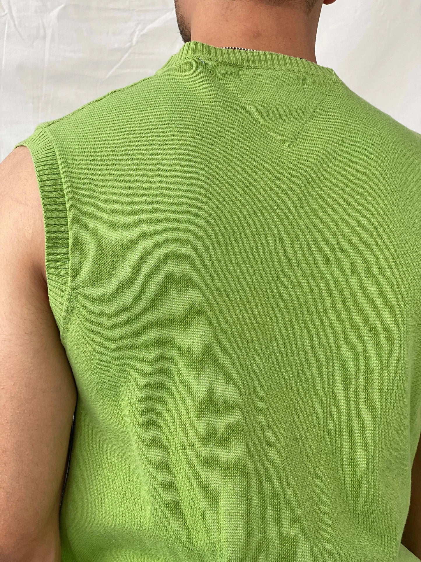 Tommy Hilfiger Green Cotton Men’s Vest - XL - Balagan Vintage Vest 00s, men top, mens vest, Ramez, Tommy hilfiger, Tommy jeans, vest