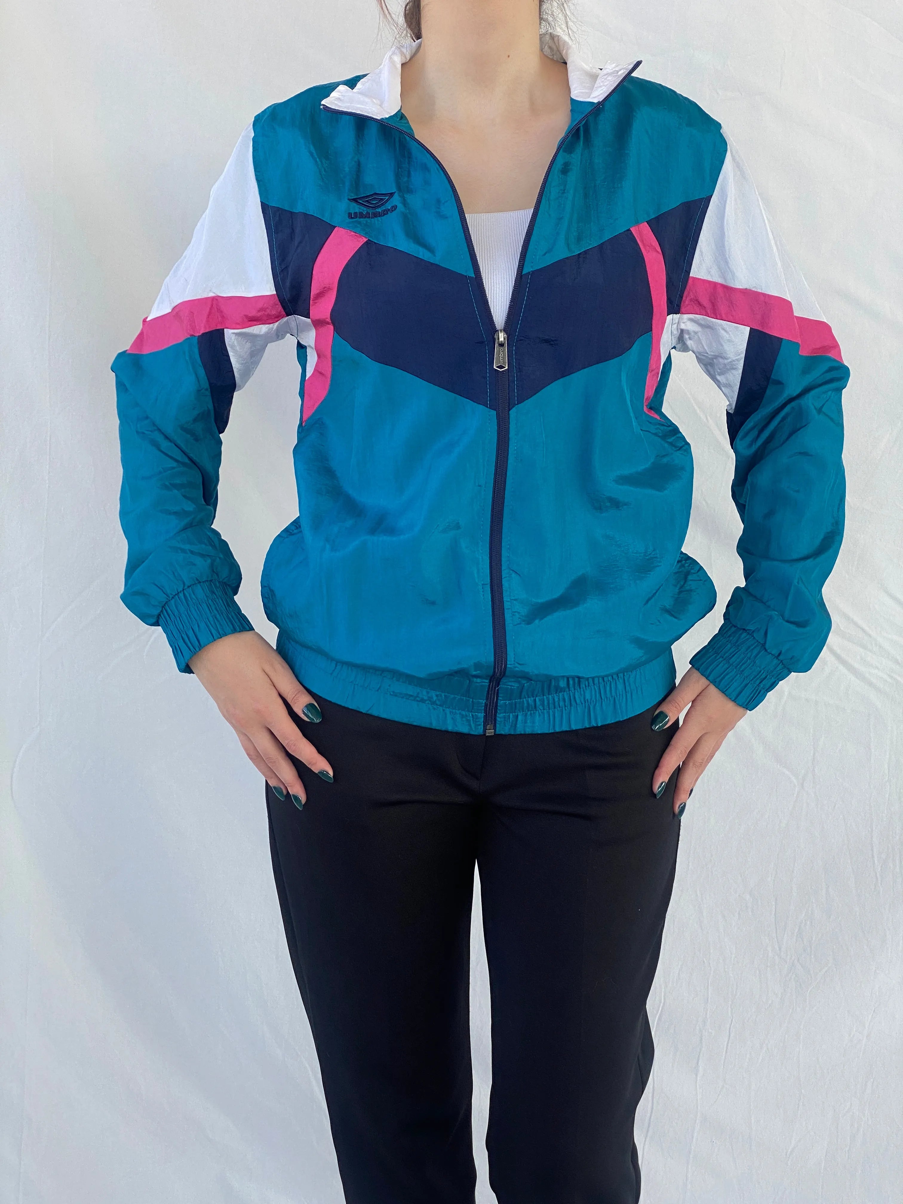 Umbro Premier Blue Color-block Women’s Windbreaker Track Jacket - S - Balagan Vintage Windbreaker Jacket 00s, Ayah, consignment, Melika, vintage, vintage windbreaker, windbreaker, windbreaker jacket, women