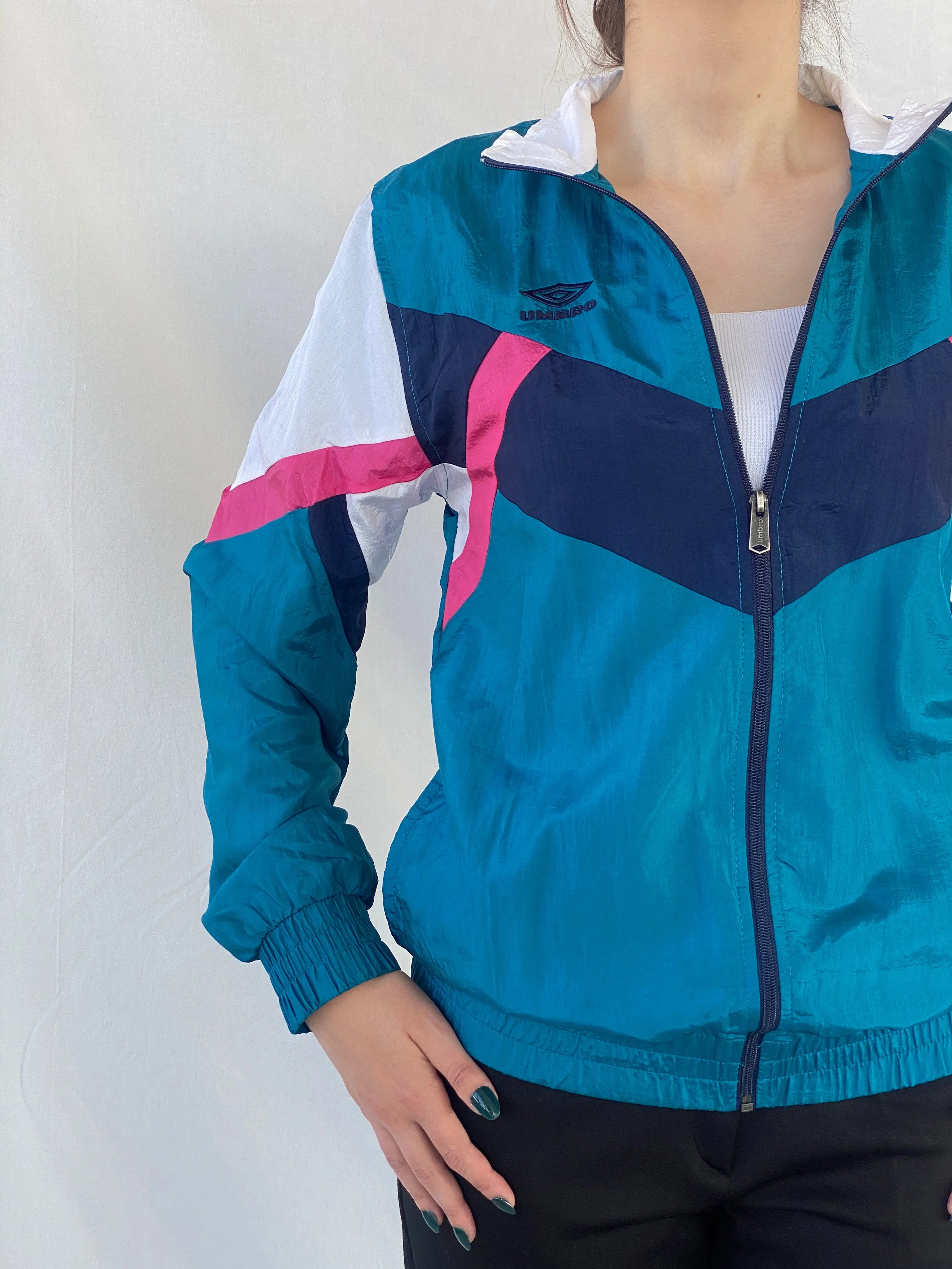Umbro Premier Blue Color-block Women’s Windbreaker Track Jacket - S - Balagan Vintage Windbreaker Jacket 00s, Ayah, consignment, Melika, vintage, vintage windbreaker, windbreaker, windbreaker jacket, women