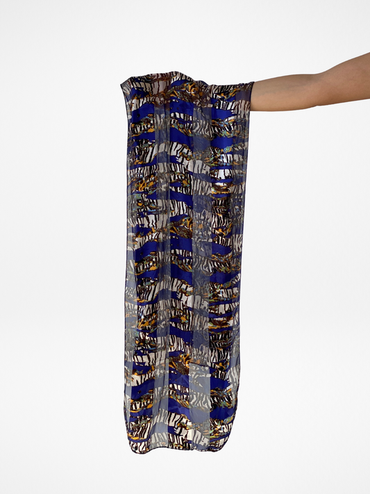 Unique Rectangular Blue Animal Print - Like Stripes Scarf - Balagan Vintage Scarf 00s, multicolored, NEW IN, scarf, summer