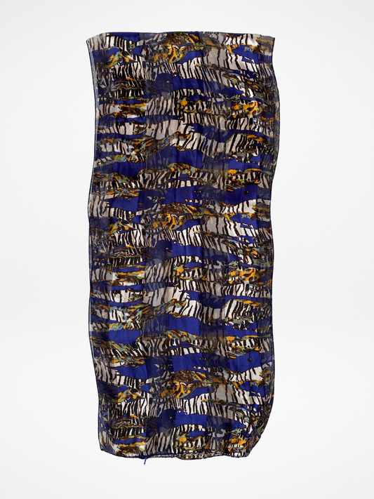 Unique Rectangular Blue Animal Print - Like Stripes Scarf - Balagan Vintage Scarf 00s, multicolored, NEW IN, scarf, summer