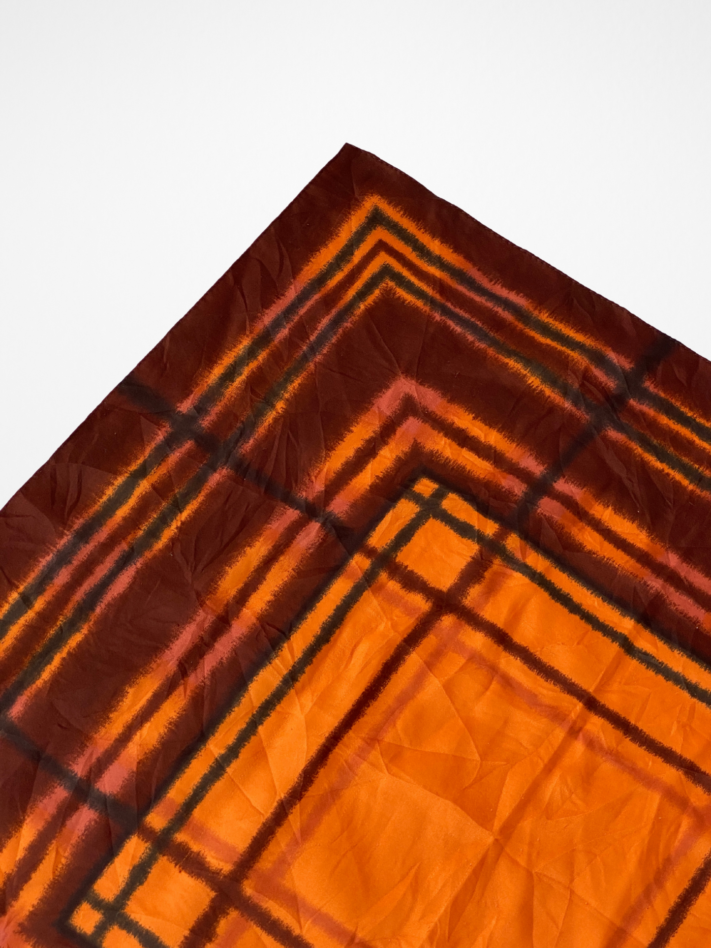 Unique Square Plaid Checkered Scarf Featuring Shades Of Brown & Orange - Balagan Vintage Scarf 00s, multicolored, scarf, summer