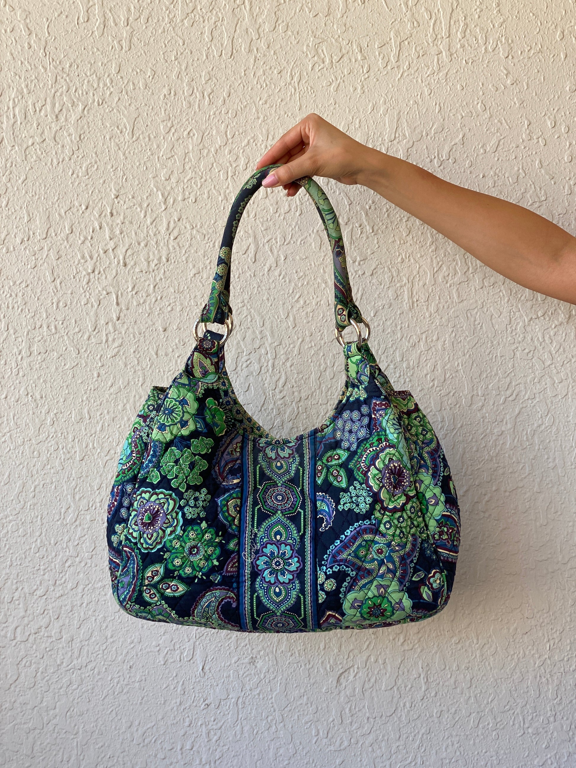 Vera Bradley Rhapsody Blue Green Paisley Print Tote Quilted Shoulder Bag - Balagan Vintage Shoulder Bag 00s, 90s, bag, floral, shoulder bag, Y2K