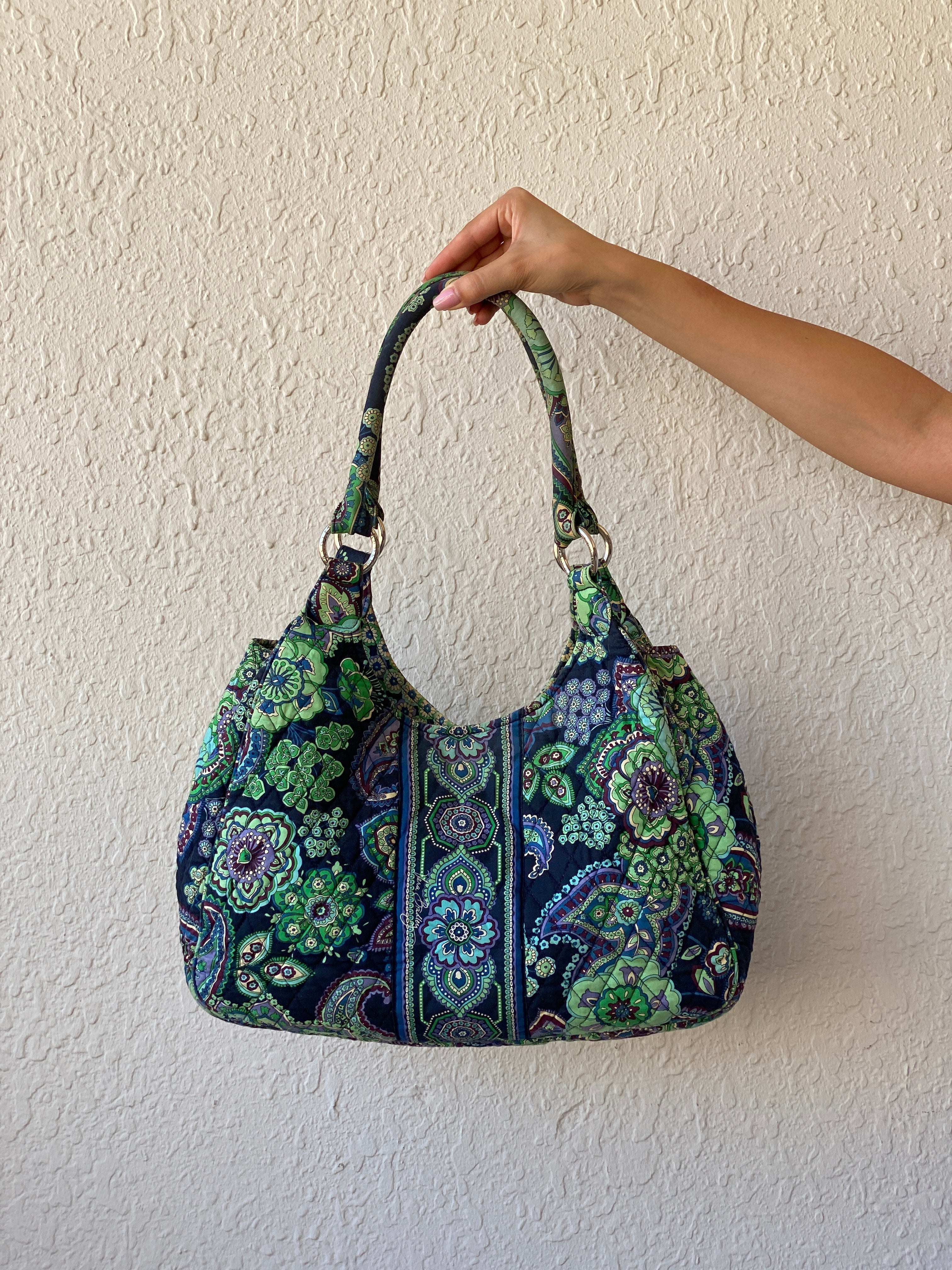 Vera Bradley Rhapsody Blue Green Paisley Print Tote Quilted Shoulder Bag - Balagan Vintage Shoulder Bag 00s, 90s, bag, floral, shoulder bag, Y2K