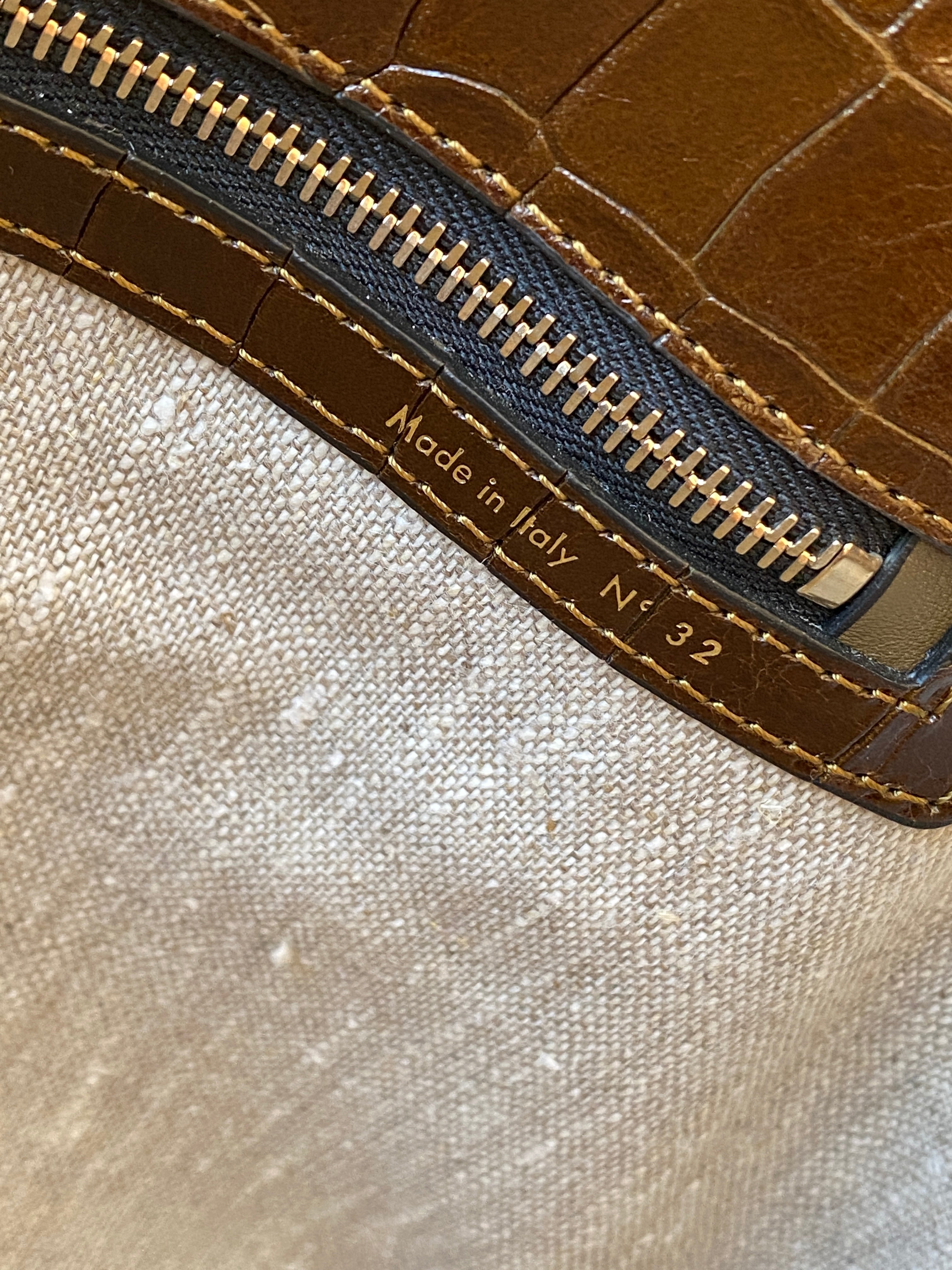 Victoria Beckham Large Chocolate Brown Leather Croc Effect Women's Bag - Balagan Vintage Shoulder Bag 00s, 90s, bag, consignment, genuine leather, Hala, NEW IN, shoulder bag, summer, Y2K