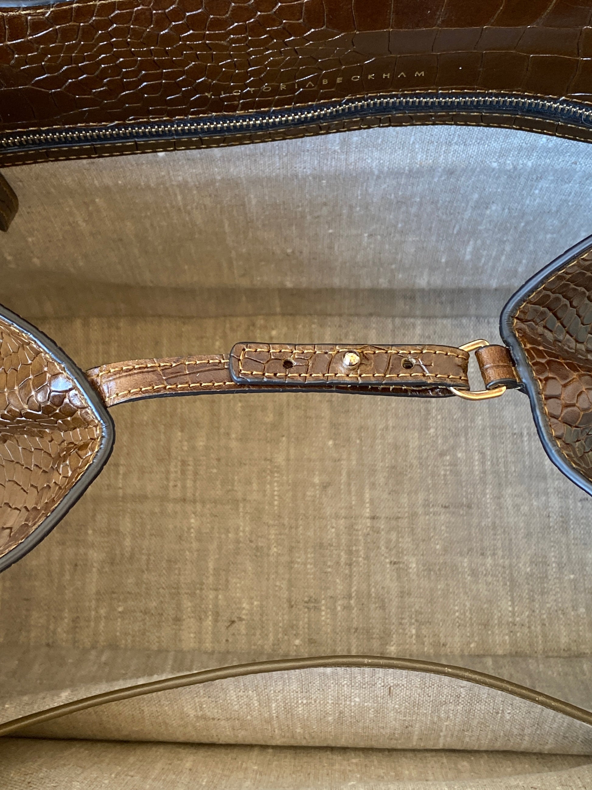 Victoria Beckham Large Chocolate Brown Leather Croc Effect Women's Bag - Balagan Vintage Shoulder Bag 00s, 90s, bag, consignment, genuine leather, Hala, NEW IN, shoulder bag, summer, Y2K