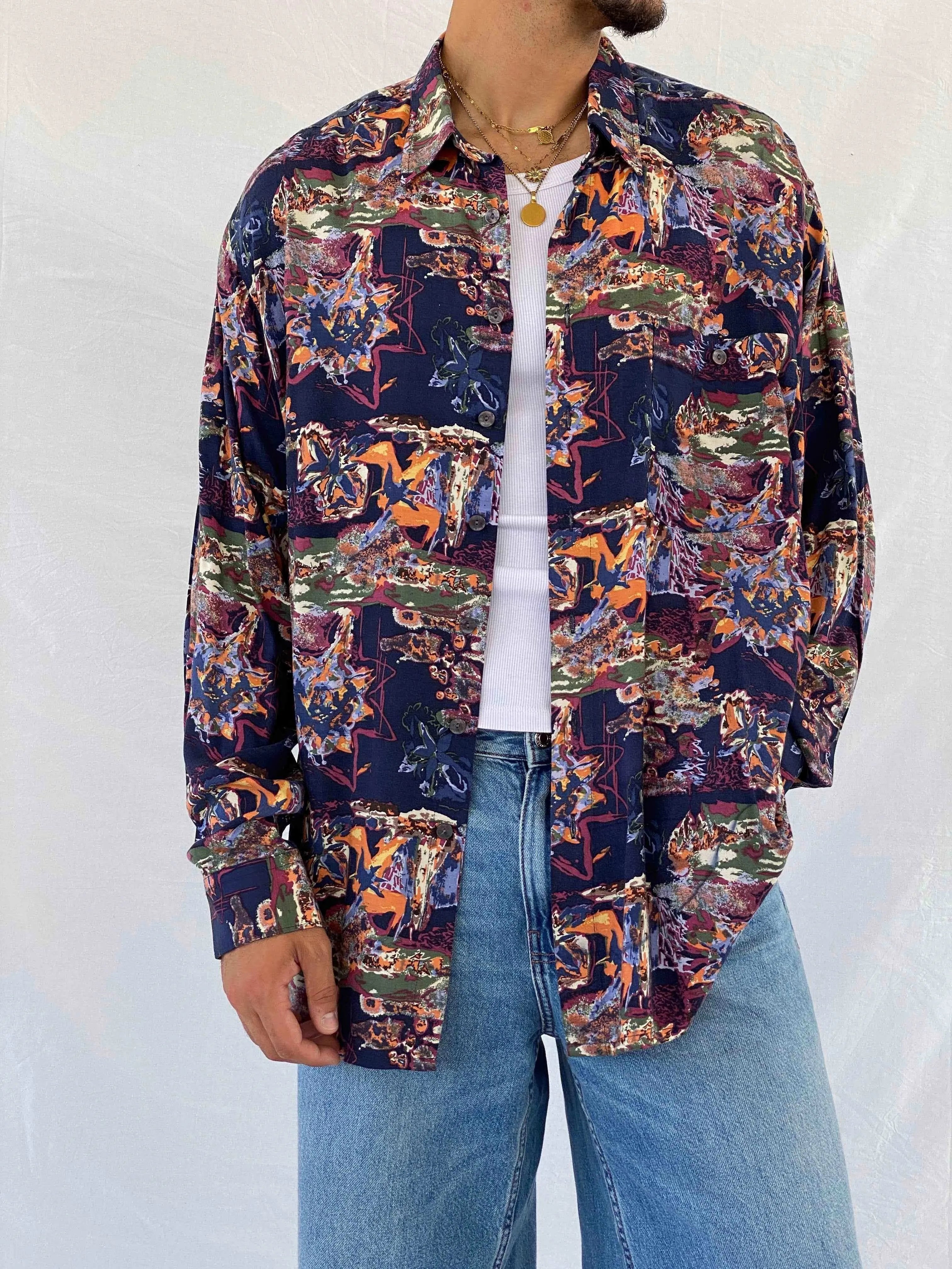 Vintage 00s Canda Printed Shirt - Balagan Vintage Full Sleeve Shirt 00s, 90s, Abdullah, full sleeve shirt, men