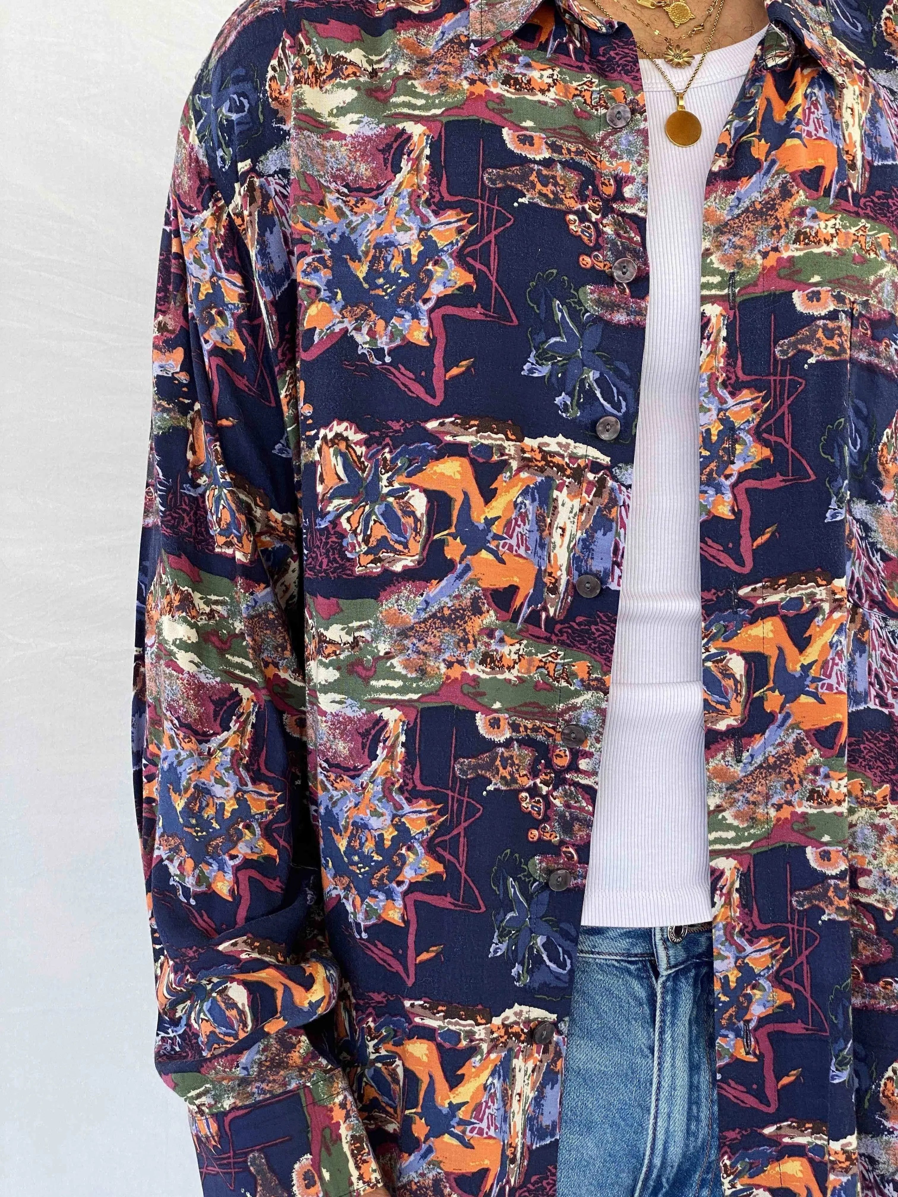 Vintage 00s Canda Printed Shirt - Balagan Vintage Full Sleeve Shirt 00s, 90s, Abdullah, full sleeve shirt, men