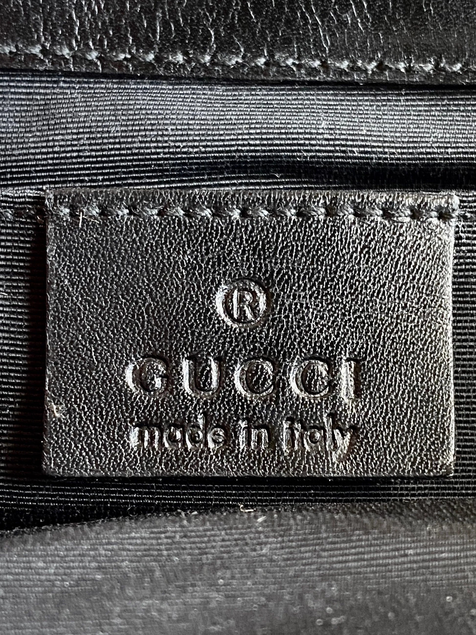 Vintage 00s Gucci Jackie Bardot Black Leather Monogram GG Canvas Mini Handbag - Balagan Vintage Handbags 90s, bag, brown leather, genuine leather, Gucci, rare find, rare vintage