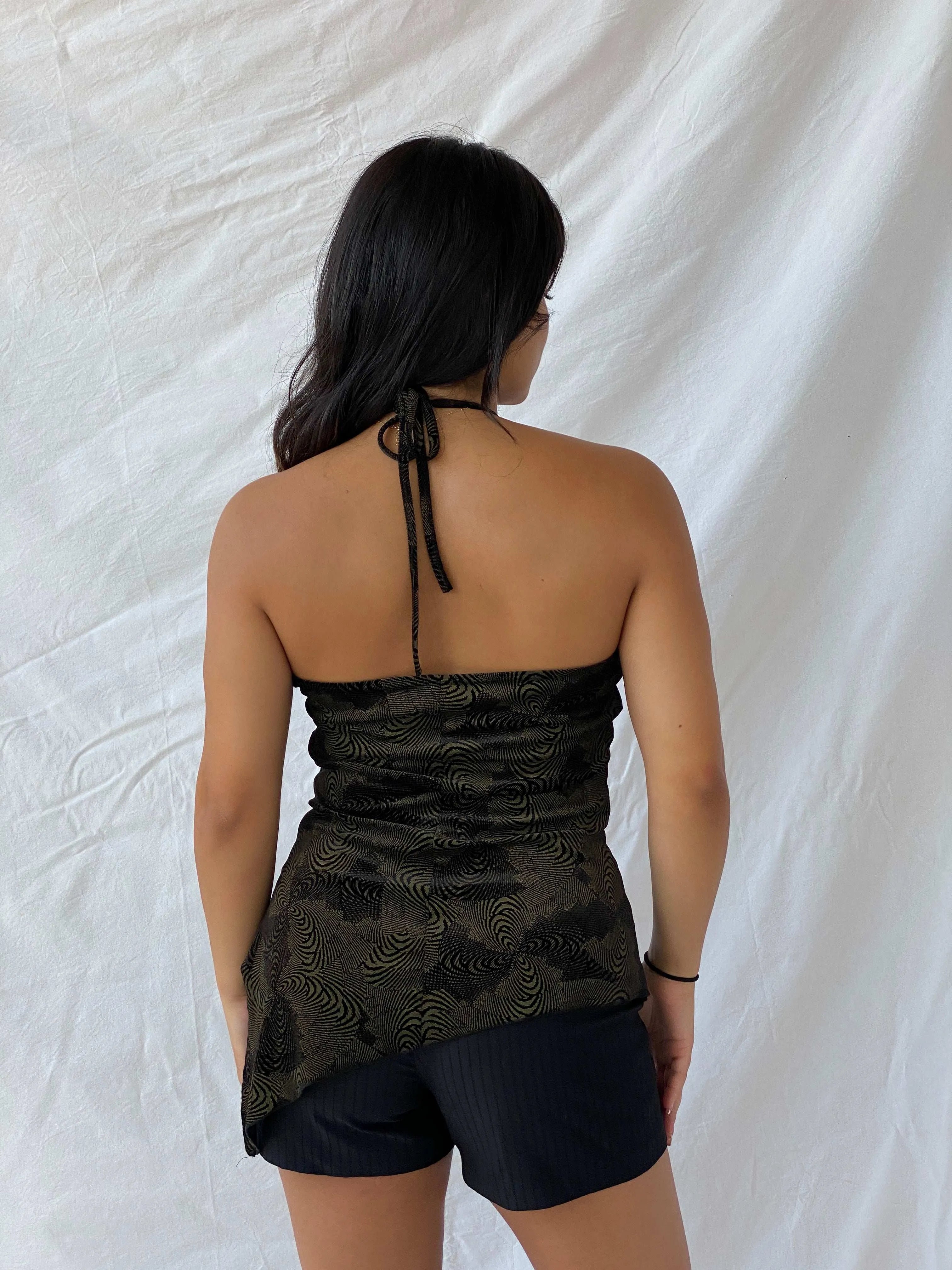 Vintage 00s Niche Halter Top With Velvet Details - L - Balagan Vintage Halter Top 00s, halter top, Lana, summer