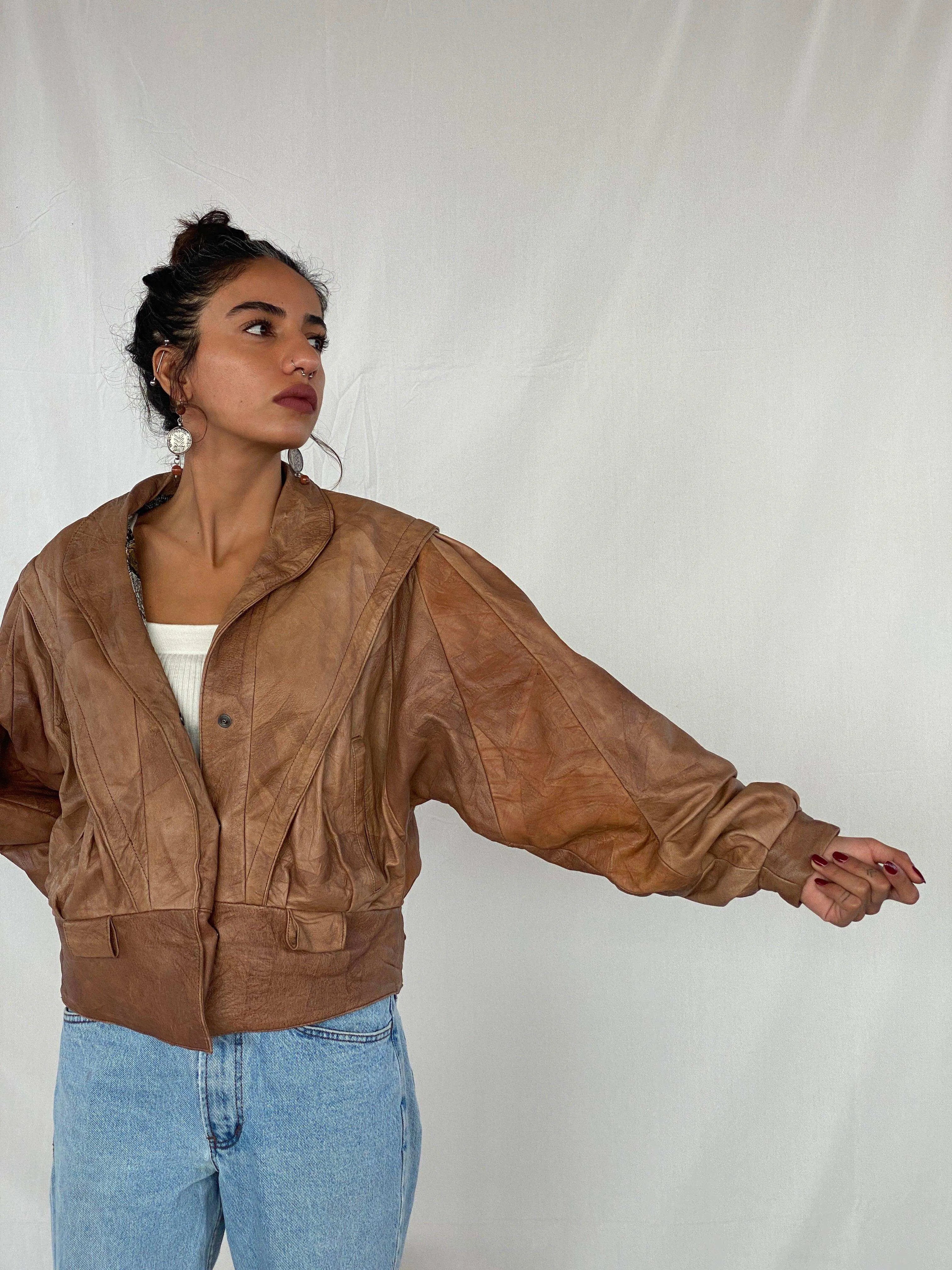 Vintage 80s Creazioni By Vinsen Genuine Leather Jacket - Balagan Vintage Leather Jacket 80s, 90s, Coats&Jackets, Deals, genuine leather, genuine leather jacket, Tojan
