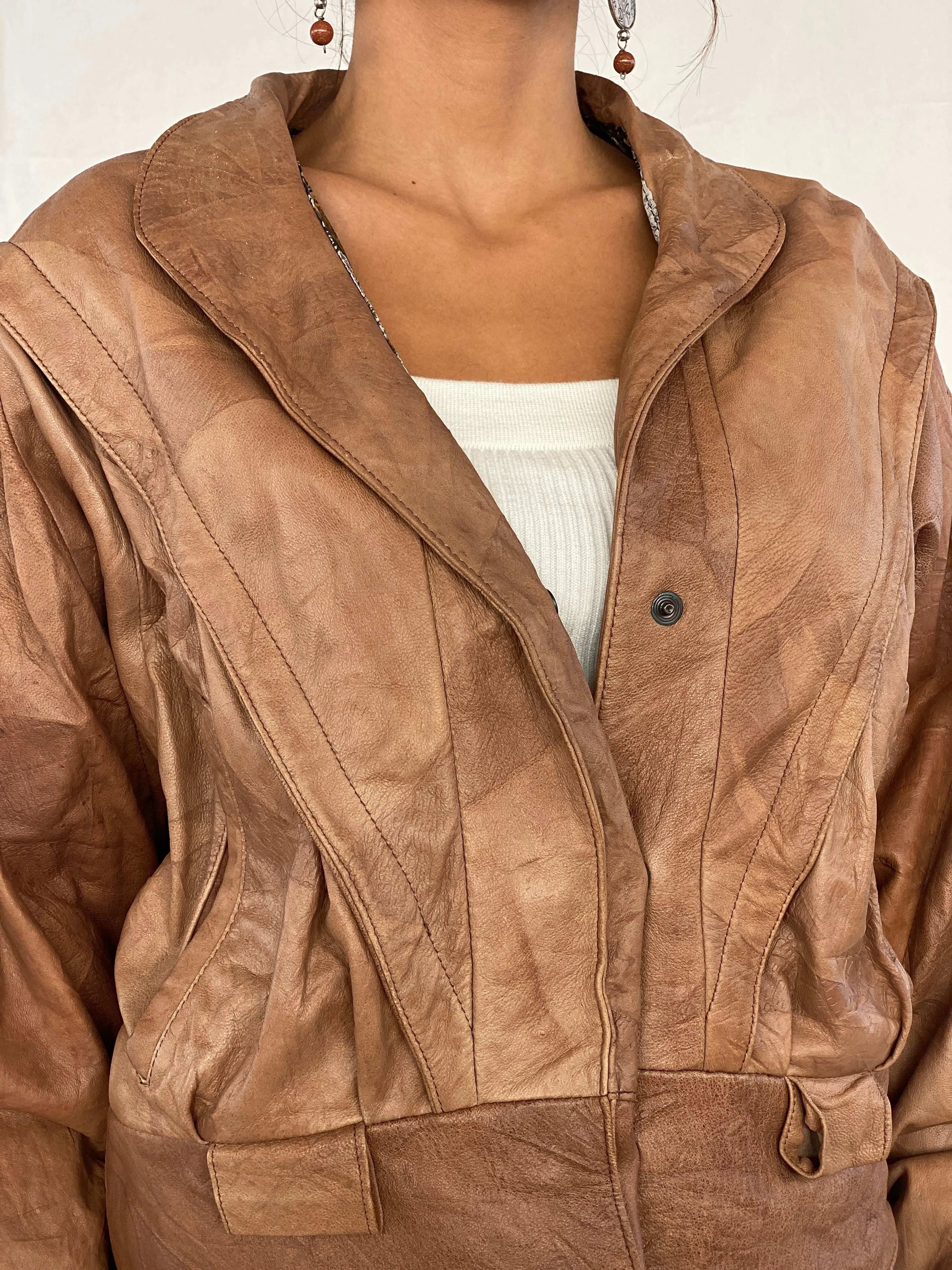 Vintage 80s Creazioni By Vinsen Genuine Leather Jacket - Balagan Vintage Leather Jacket 80s, 90s, Coats&Jackets, Deals, genuine leather, genuine leather jacket, Tojan