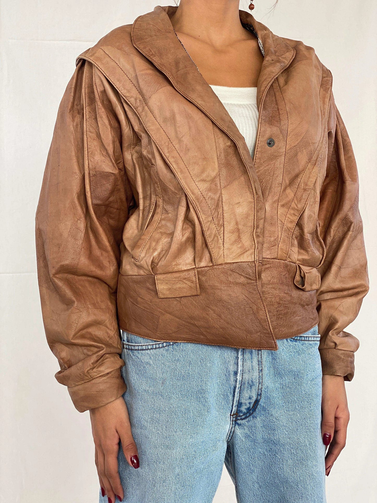 Vintage 80s Creazioni By Vinsen Genuine Leather Jacket - Balagan Vintage Leather Jacket 80s, 90s, Coats&Jackets, Deals, genuine leather, genuine leather jacket, Tojan