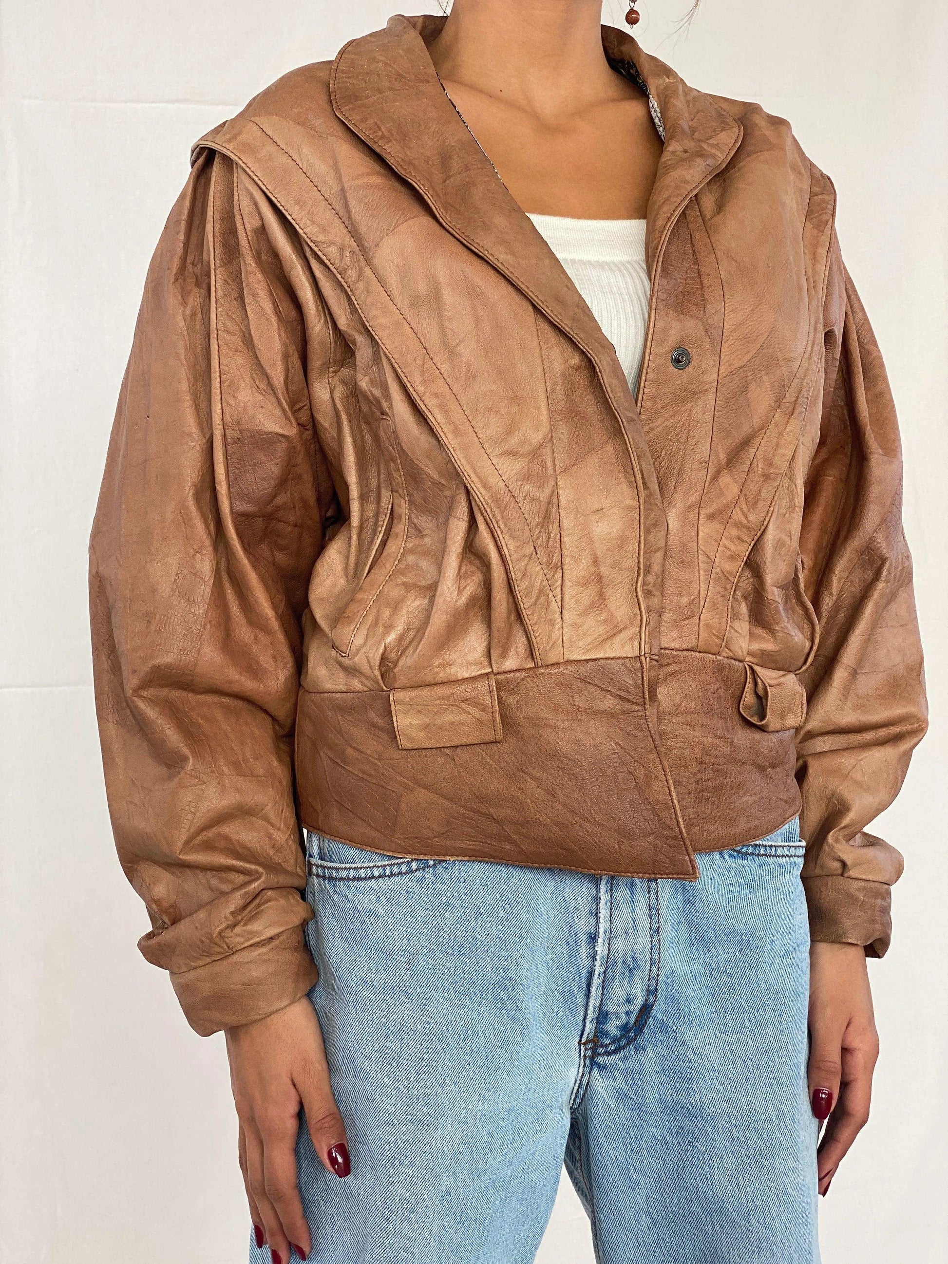 Vintage 80s Creazioni By Vinsen Genuine Leather Jacket - Balagan Vintage Leather Jacket 80s, 90s, Coats&Jackets, Deals, genuine leather, genuine leather jacket, Tojan