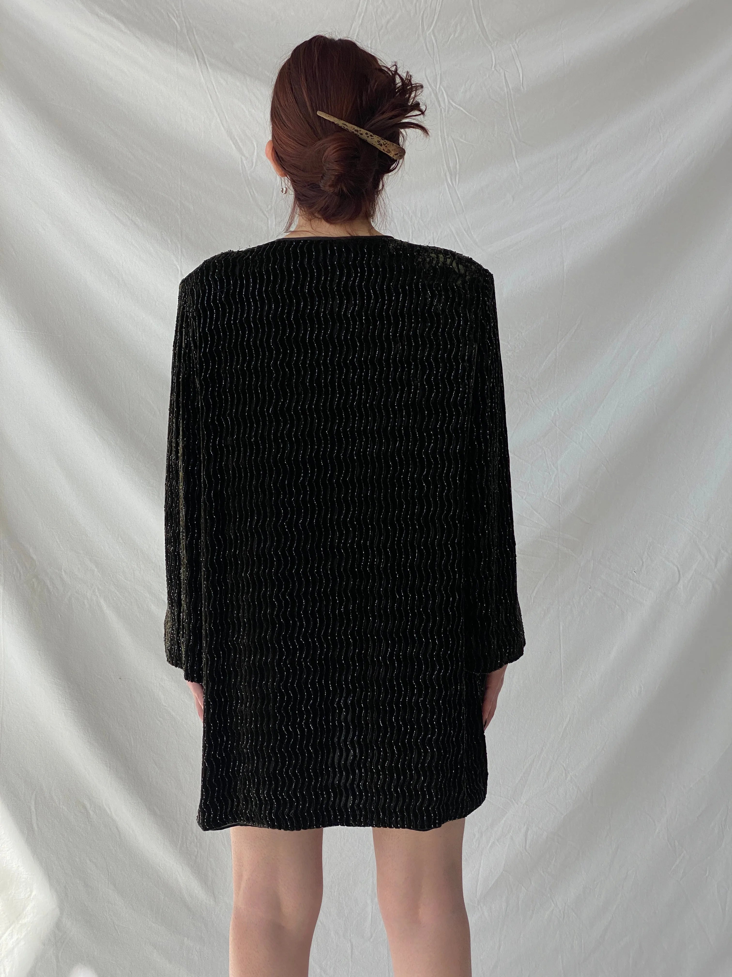 Vintage 80s Rickie Freeman for Teri Jon Nite Dark Green Black Beaded Blazer Silk Blend Party Jacket - L - Balagan Vintage Blazer 00s, Ayah, beaded, blazer, full sleeve blazer, NEW IN, vintage blazer
