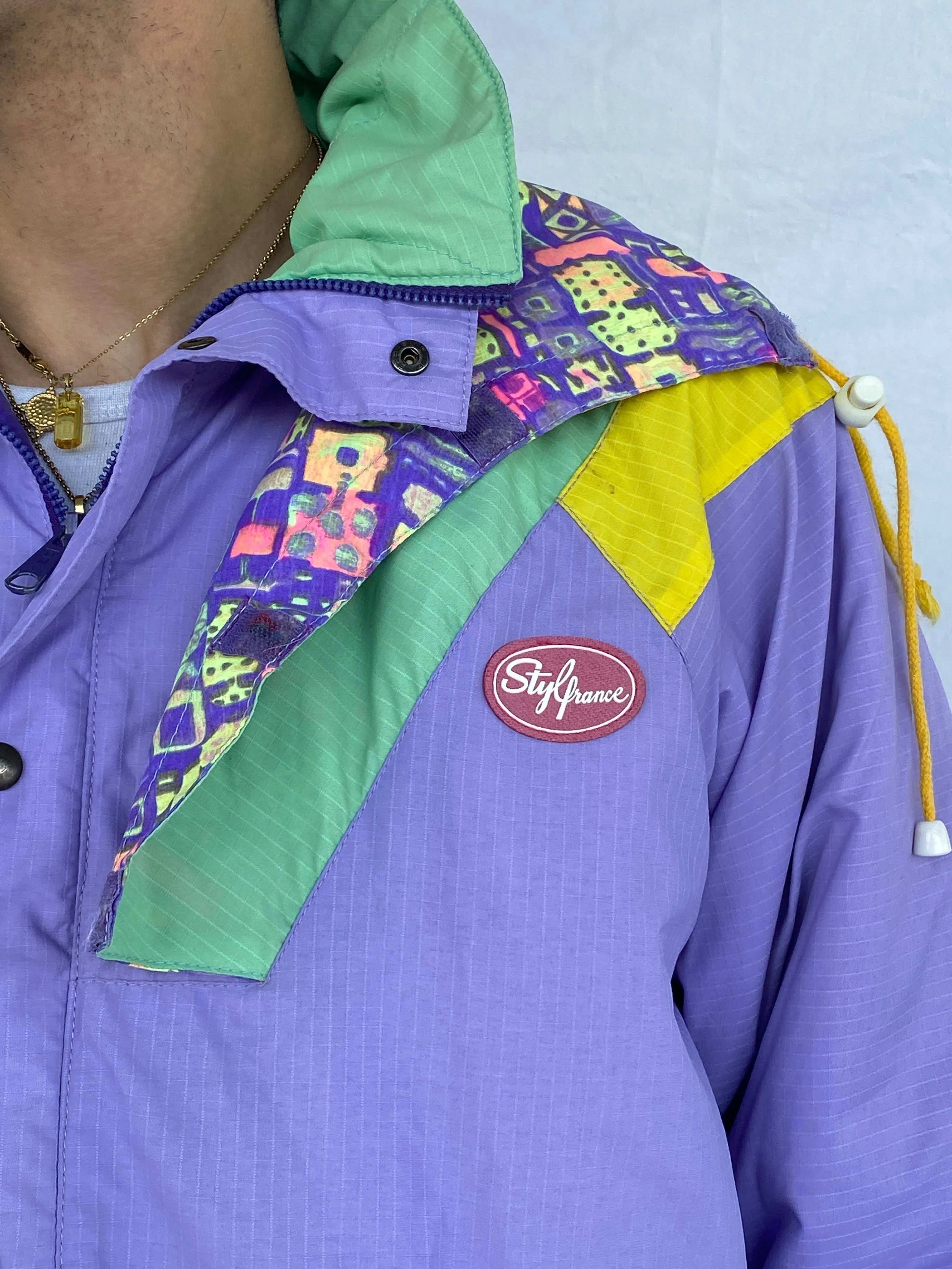 Vintage 80s STYLFRANCE Lavender Puffer Ski Jacket - Size L - Balagan Vintage Ski Jacket 80s, Abdullah, heavy jacket, puffer jacket, ski jacket, vintage jacket