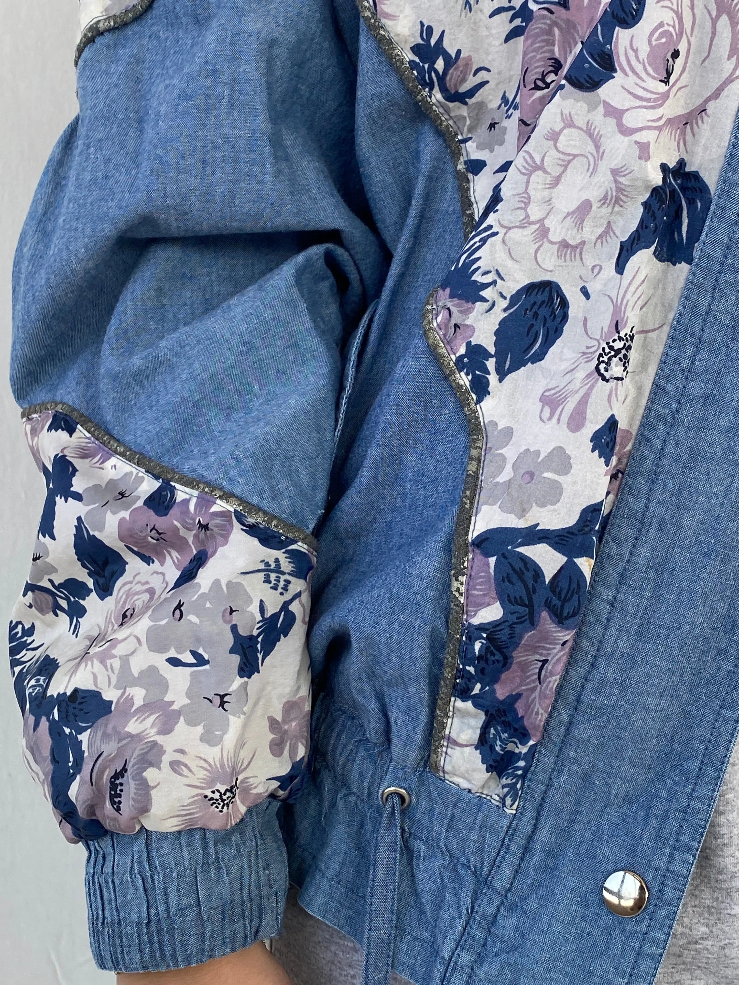 Vintage 80s/90s Active Stuff Floral Blue Windbreaker Sports Jacket - M - Balagan Vintage Windbreaker Jacket 00s, 90s, Coats&Jackets, Dina, vintage windbreaker, windbreaker, windbreaker jacket, Women's Windbreaker Jackets