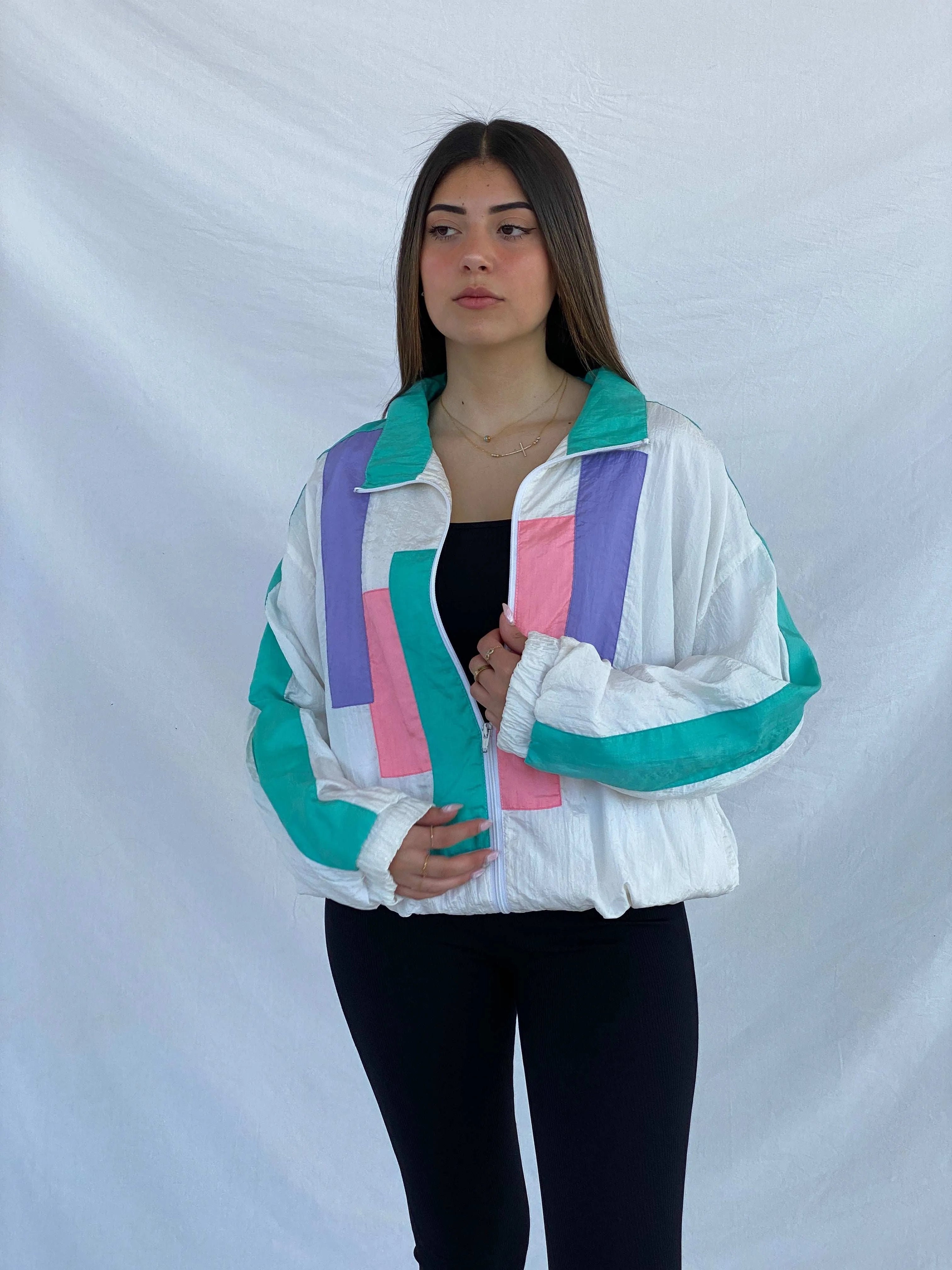 Vintage 80s/90s BOLD SPIRIT Pastel Windbreaker Jacket Size XL - Balagan Vintage Windbreaker Jacket 80s, 90s, Juana, vintage windbreaker, windbreaker, windbreaker jacket