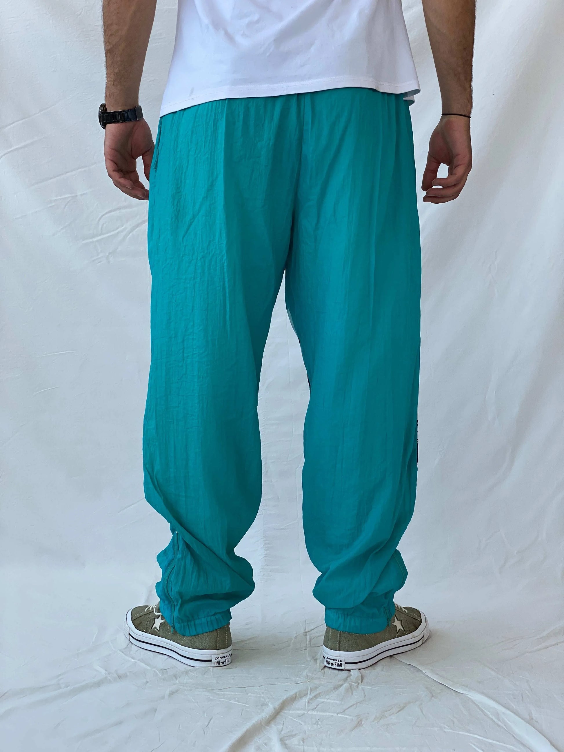 Vintage 80s/90s Sportswear Green Windbreaker Track Pants - L - Balagan Vintage Track Pants 80s, 90s, Ramez, vintage pants