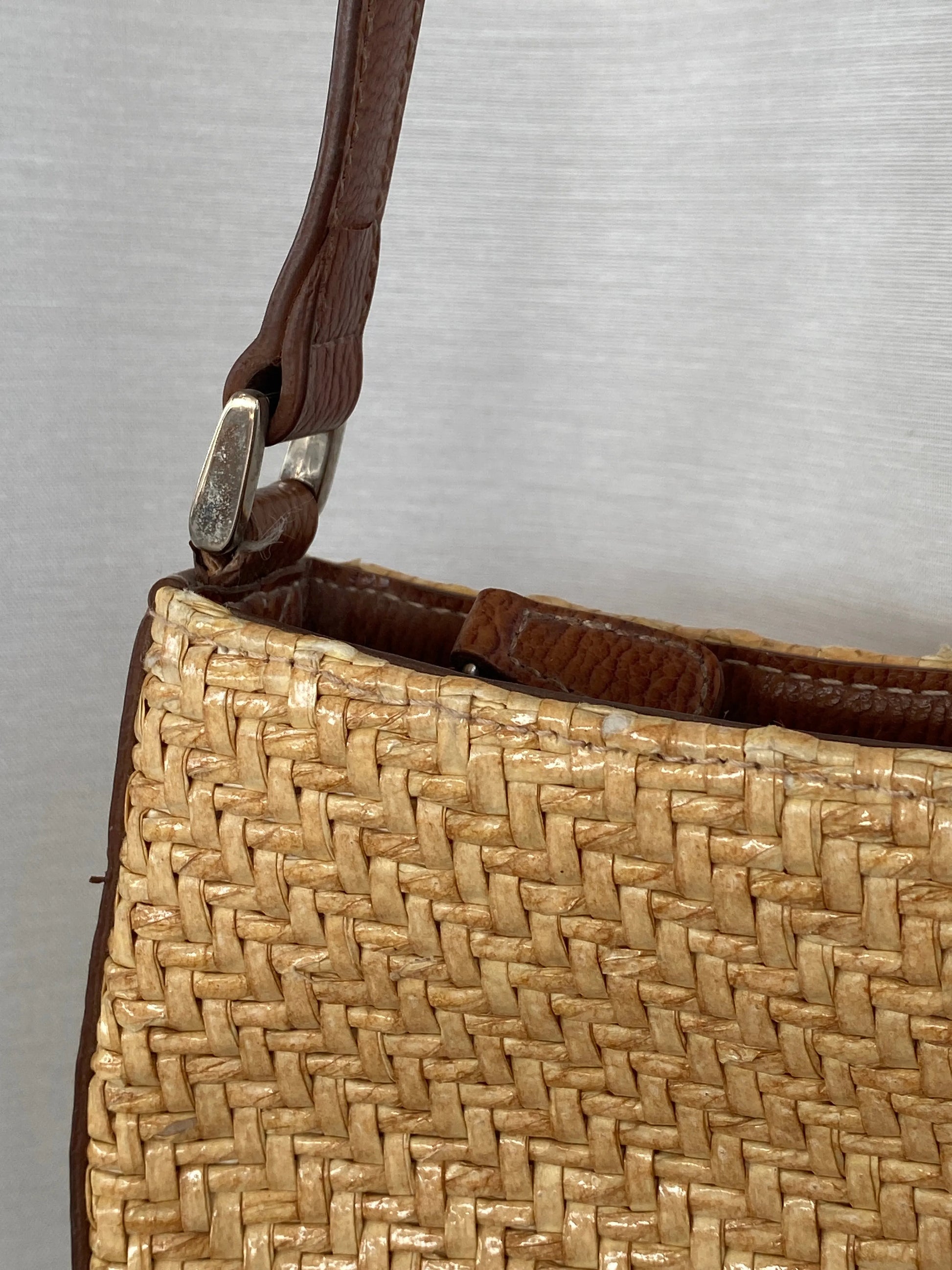 Vintage 90’s Y2K Liz Claiborne Shoulder Bag Purse, Woven Raffia Straw Wicker - Balagan Vintage Shoulder Bag 00s, bag, consignment, handbag, Tasnim