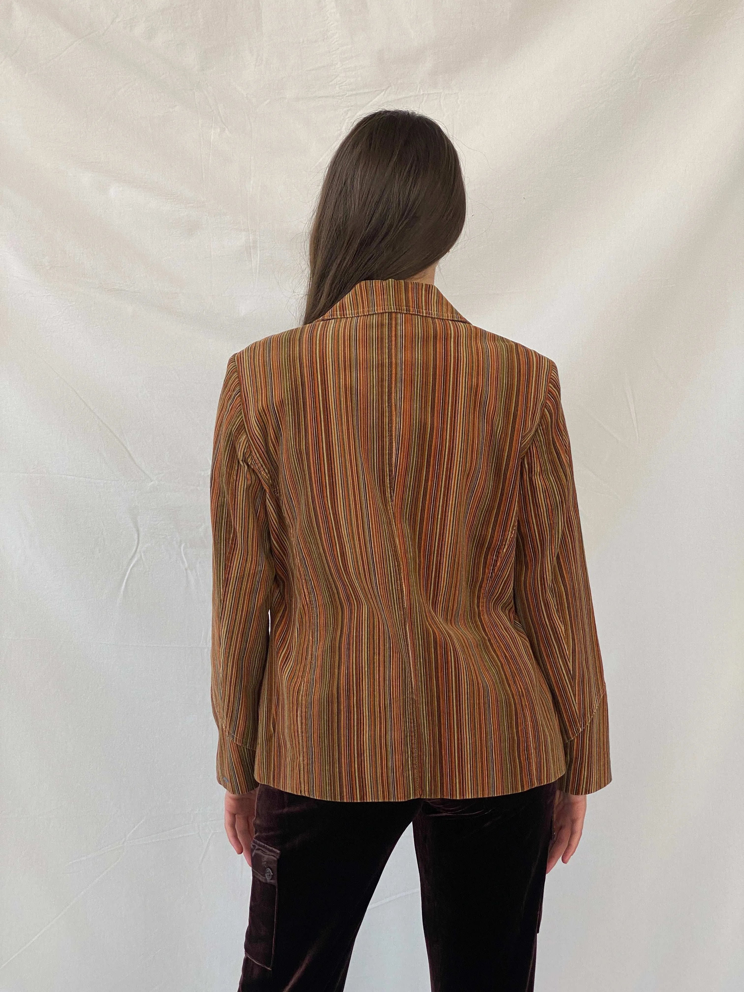 Vintage 90s Bonita Vertical Striped Brown Blazer - M - Balagan Vintage Blazer 90s, blazer, full sleeve blazer, Mira, winter