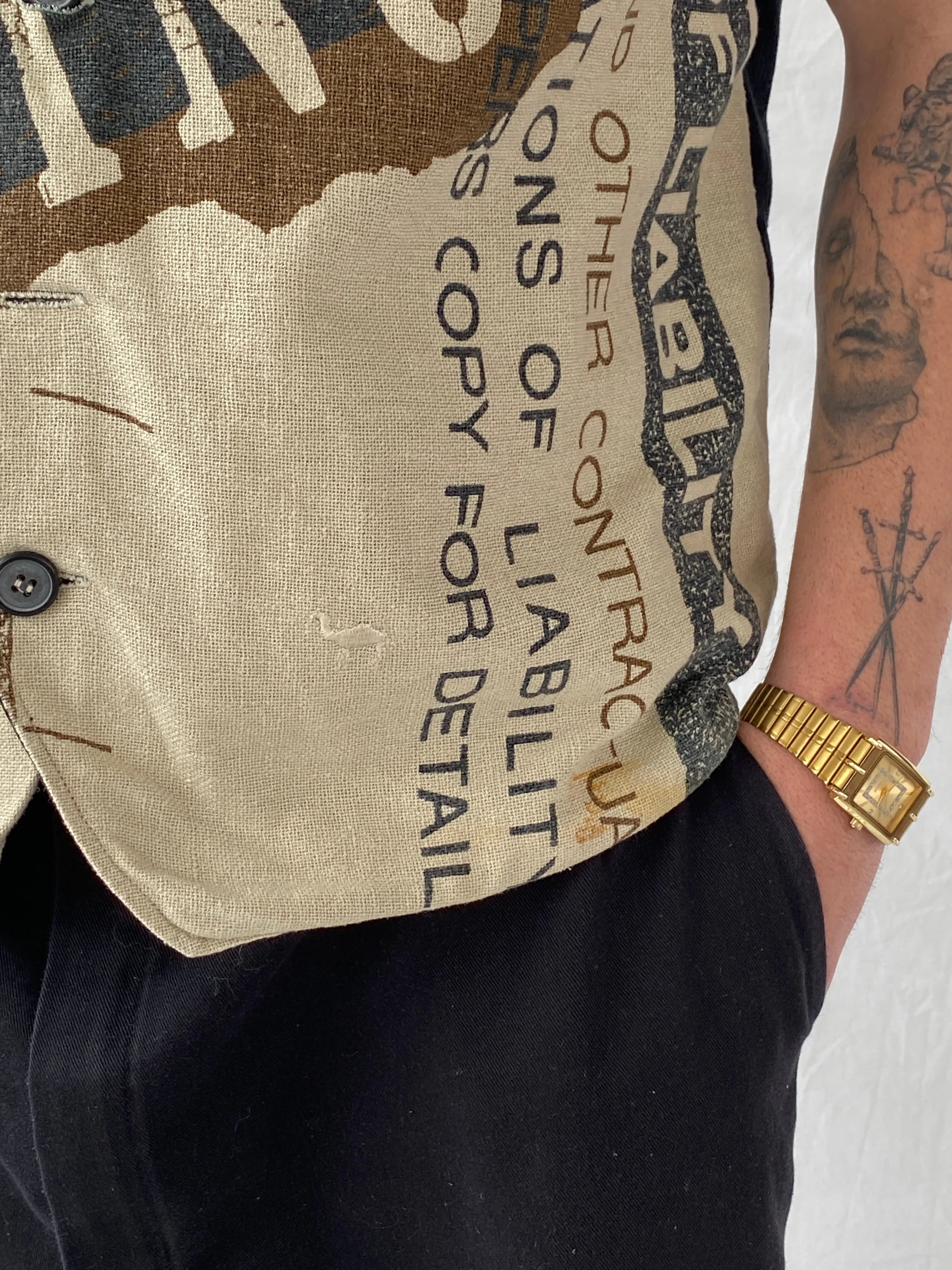 Vintage 90s Camel Collection Beige Printed Vest - L - Balagan Vintage Vest 90s, Hamza, vest, winter