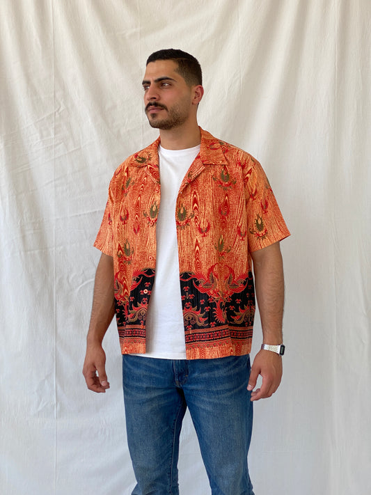 Vintage 90s CITY STREETS Men’s Short Sleeve Hawaiian Print Shirt - L - Balagan Vintage Half Sleeve Shirt 90s, half sleeve shirt, Hawaiian shirt, mens shirt, NEW IN, printed shirt, Ramez, silk