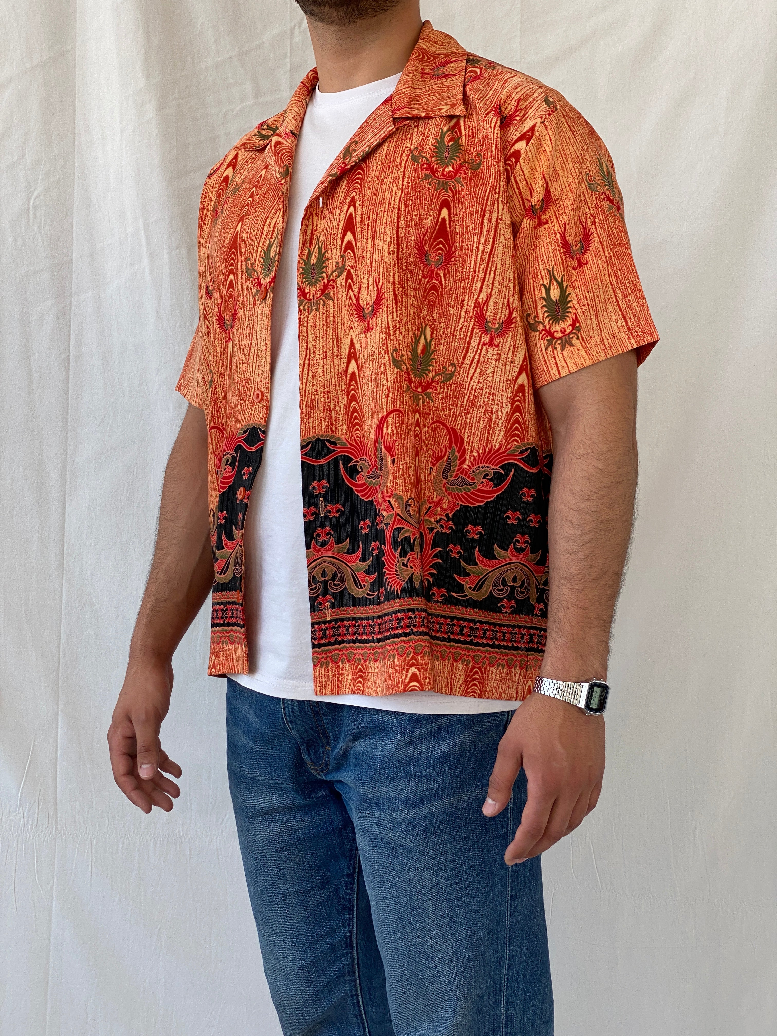 Vintage 90s CITY STREETS Men’s Short Sleeve Hawaiian Print Shirt - L - Balagan Vintage Half Sleeve Shirt 90s, half sleeve shirt, Hawaiian shirt, mens shirt, NEW IN, printed shirt, Ramez, silk