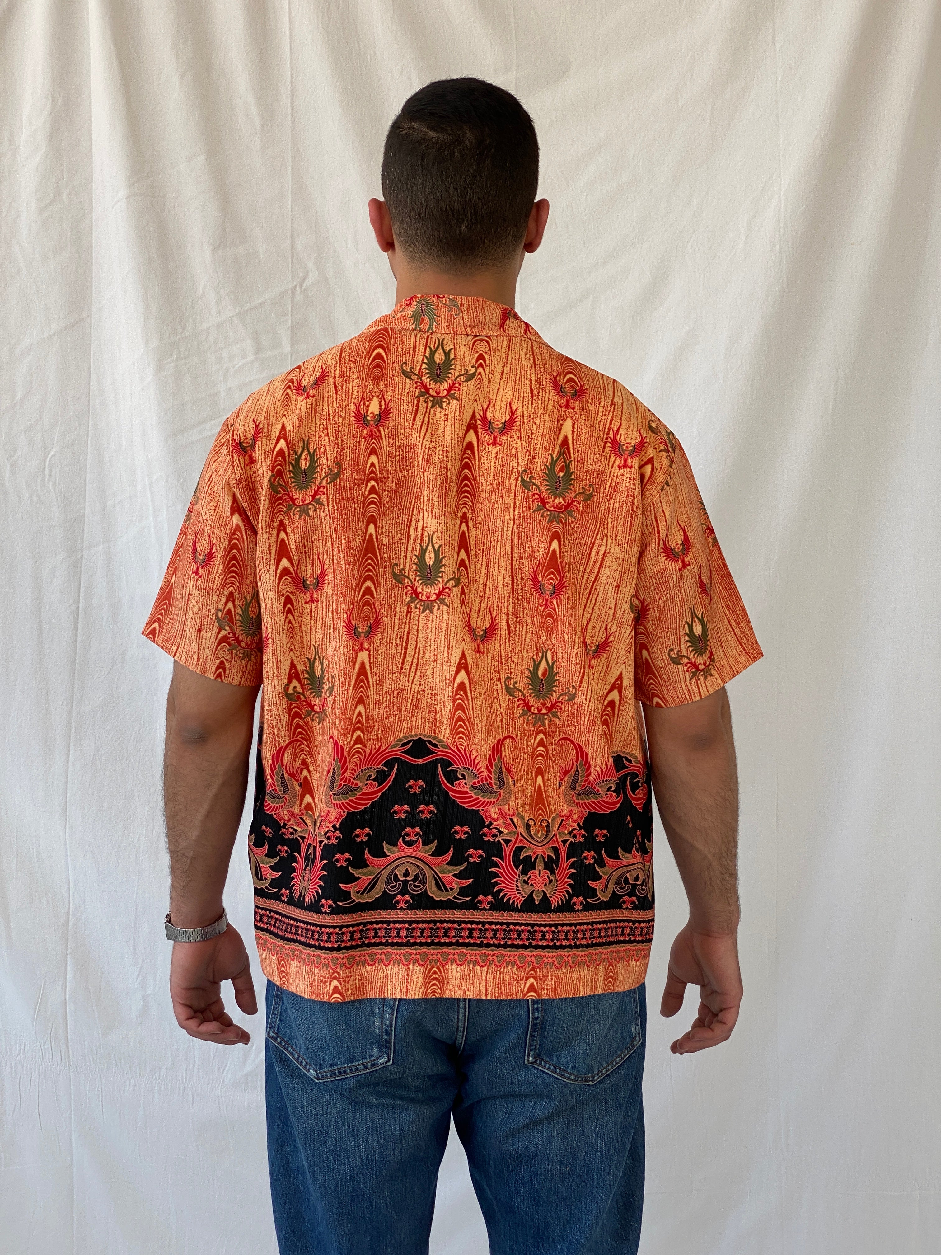 Vintage 90s CITY STREETS Men’s Short Sleeve Hawaiian Print Shirt - L - Balagan Vintage Half Sleeve Shirt 90s, half sleeve shirt, Hawaiian shirt, mens shirt, NEW IN, printed shirt, Ramez, silk