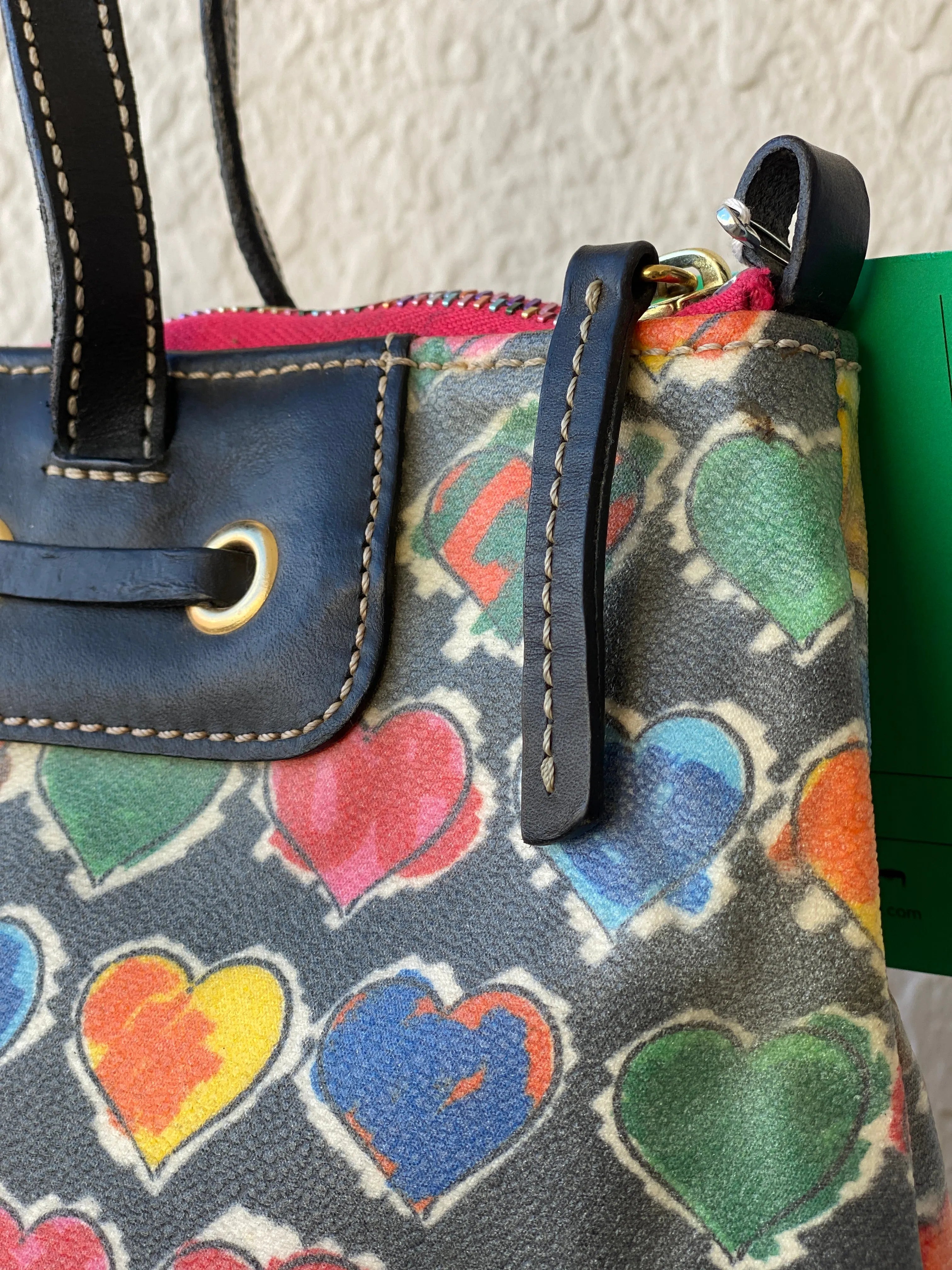 Vintage 90s Dooney & Bourke Multi Colored Heart Shoulder Bag - Balagan Vintage Shoulder Bag 90s, bag, embellished bag, handbag, shoulder bag, vintage bags