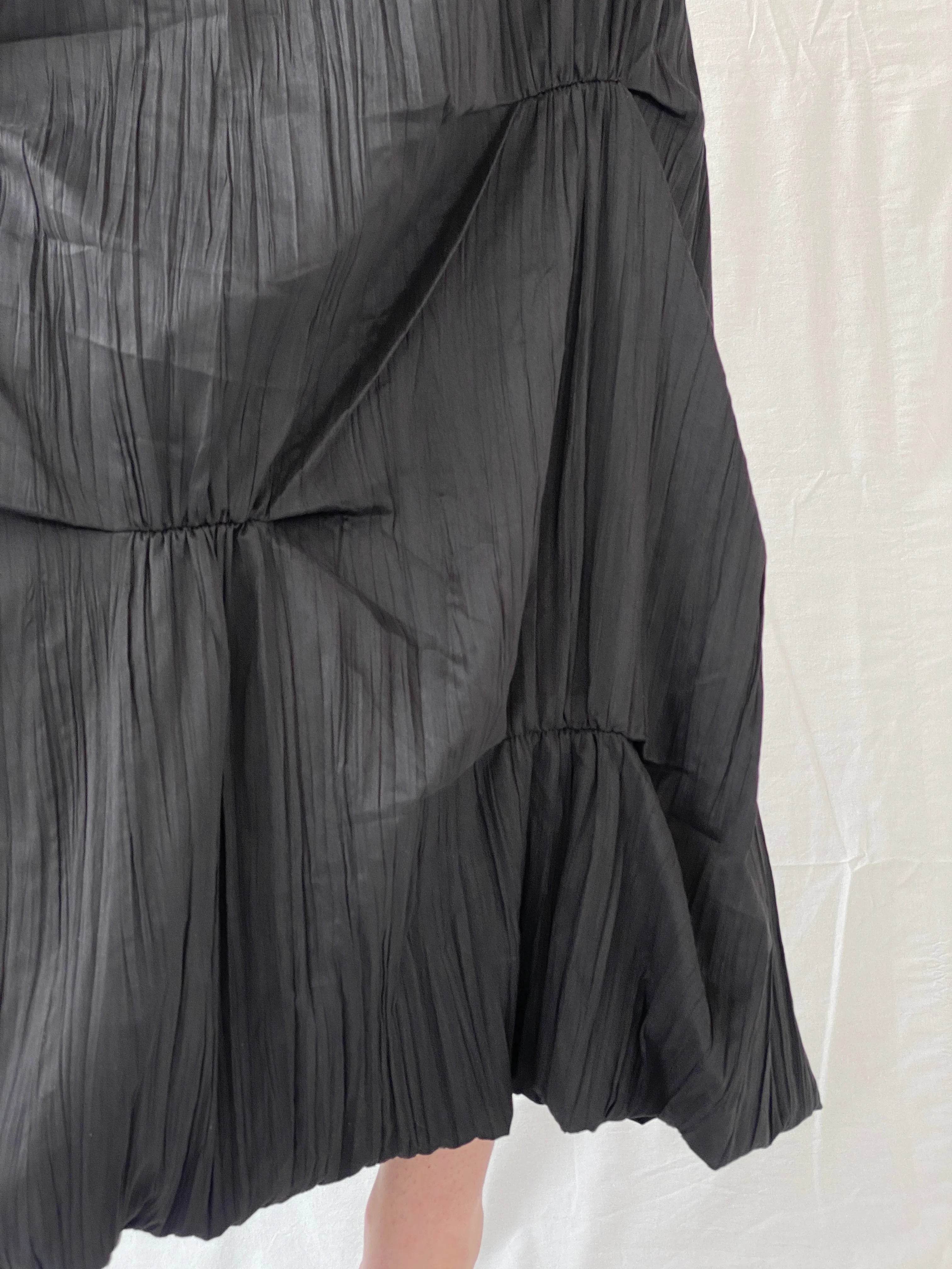 Vintage 90s French Archival Femmes Je Vous Aime Black Ruched Bubble Maxi Skirt - L - Balagan Vintage Midi Skirt 00s, Ayah, midi skirt, women skirt