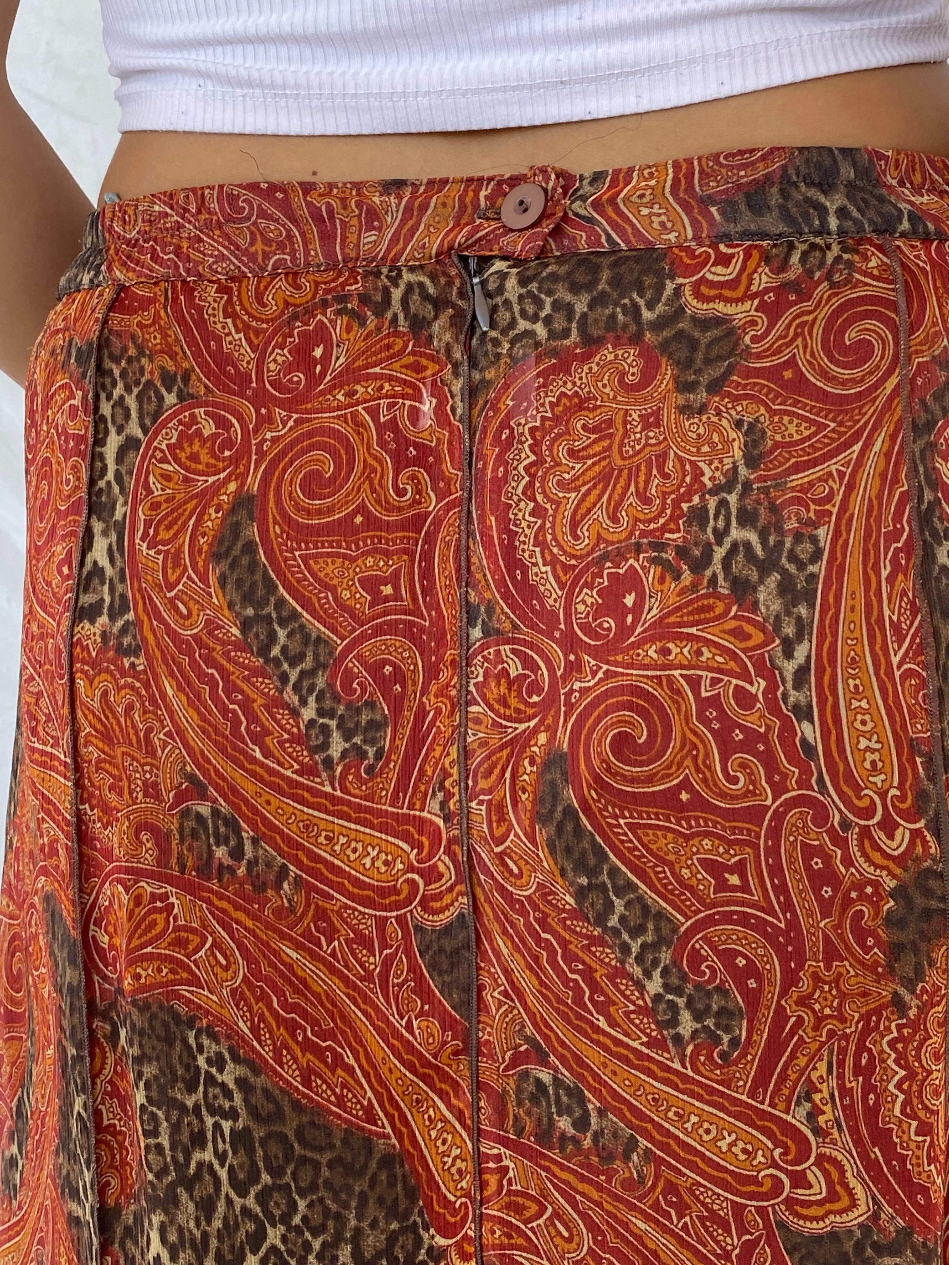 Vintage 90s Gelco Orange Midi Skirt Size XL - Balagan Vintage Midi Skirt 00s, 90s, animal print, Dina, floral skirt, midi skirt
