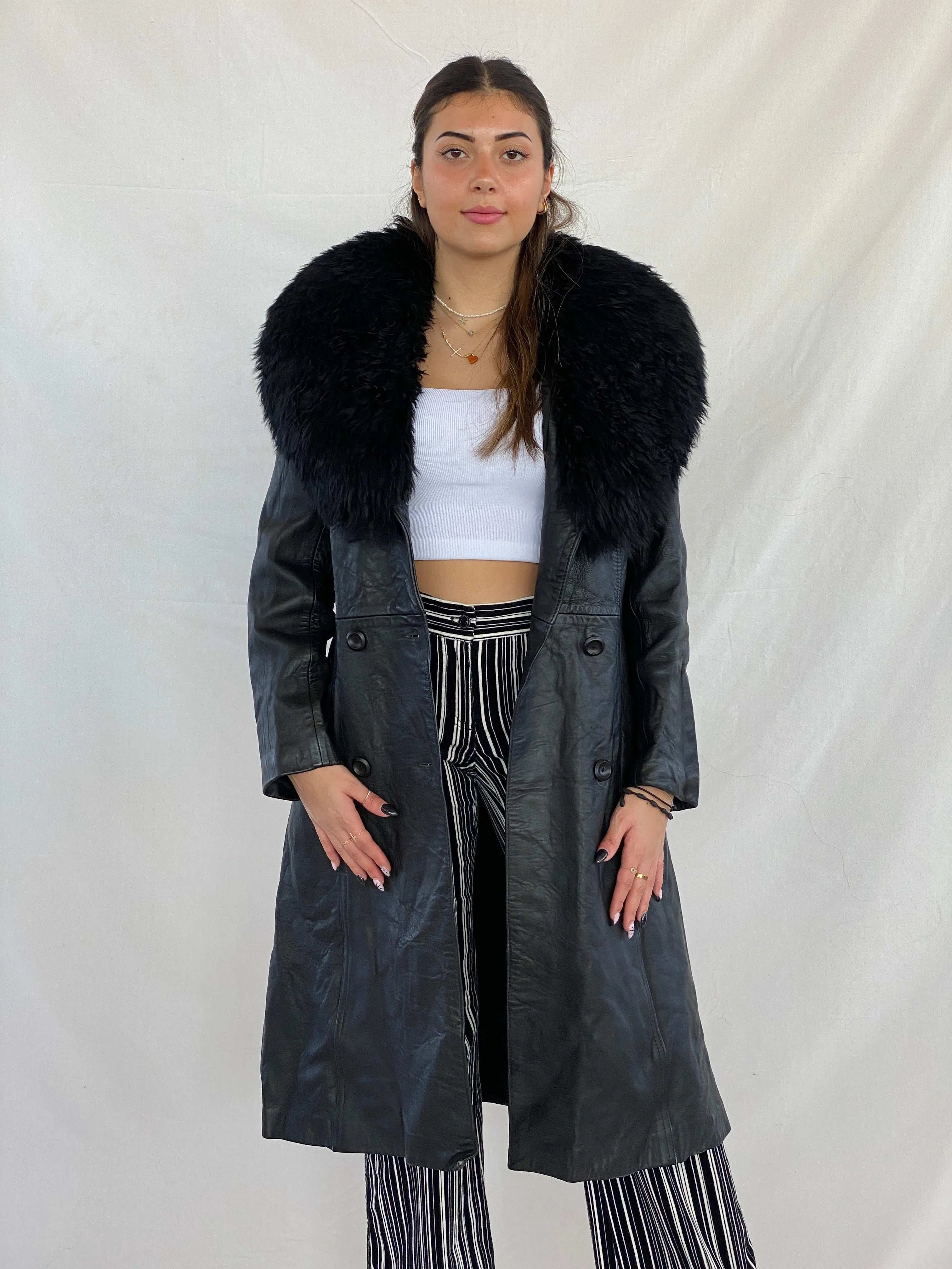 Vintage 90s Genuine Leather Coat - Balagan Vintage Leather Coat 80s, 90s, black leather, Deals, genuine leather, genuine leather coat, Juana
