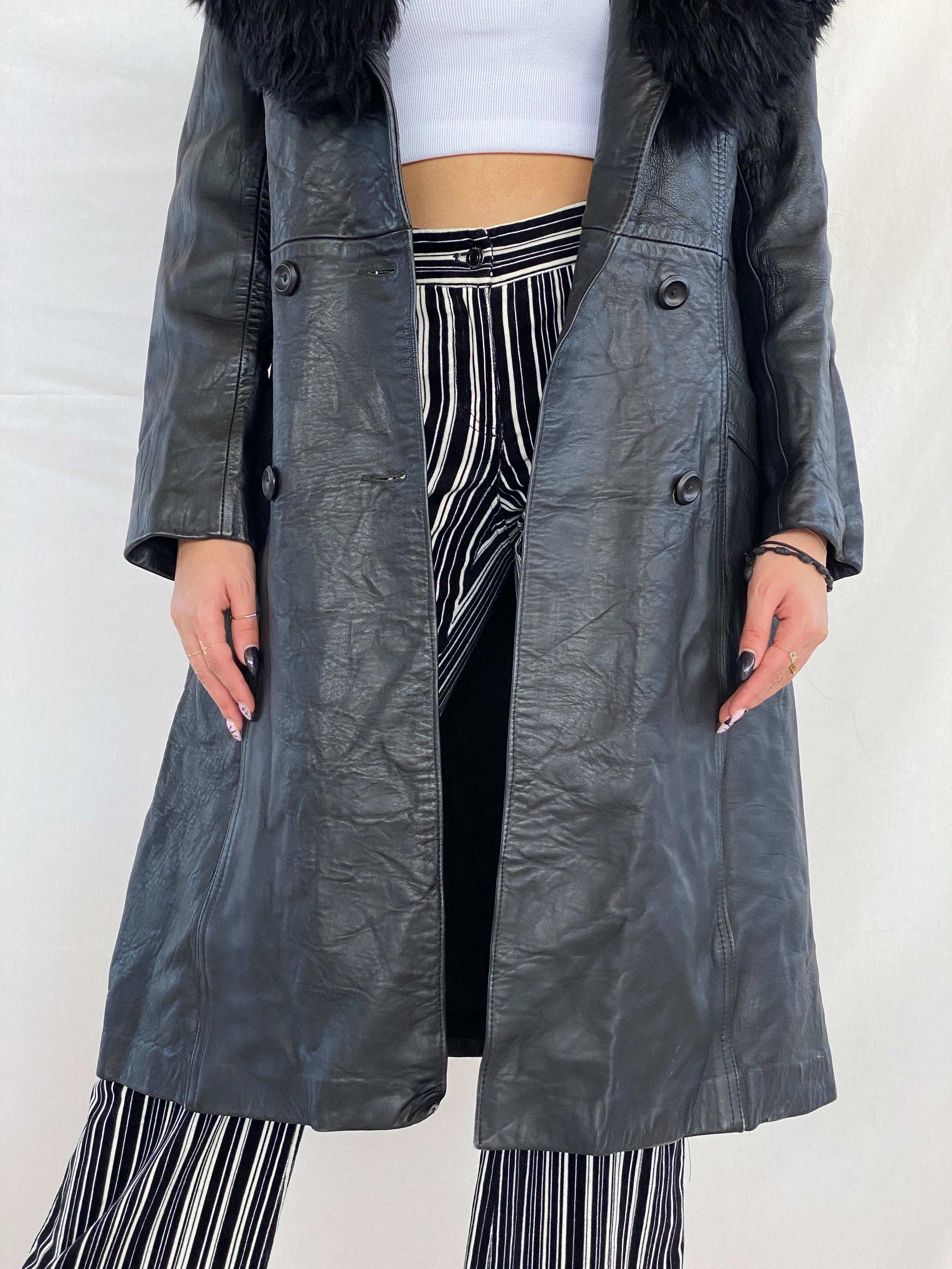 Vintage 90s Genuine Leather Coat - Balagan Vintage Leather Coat 80s, 90s, black leather, Deals, genuine leather, genuine leather coat, Juana